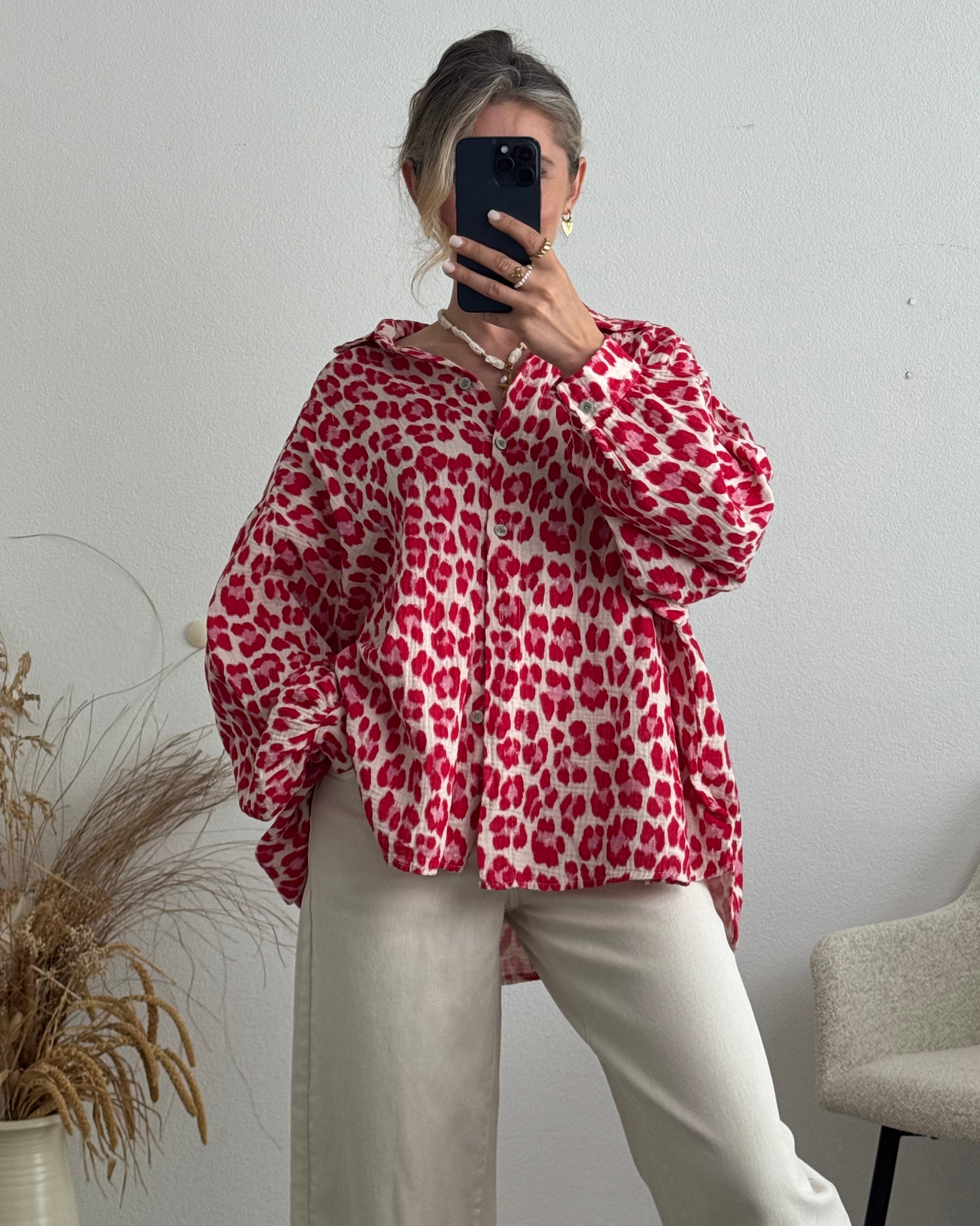 Musselinbluse Leo rot