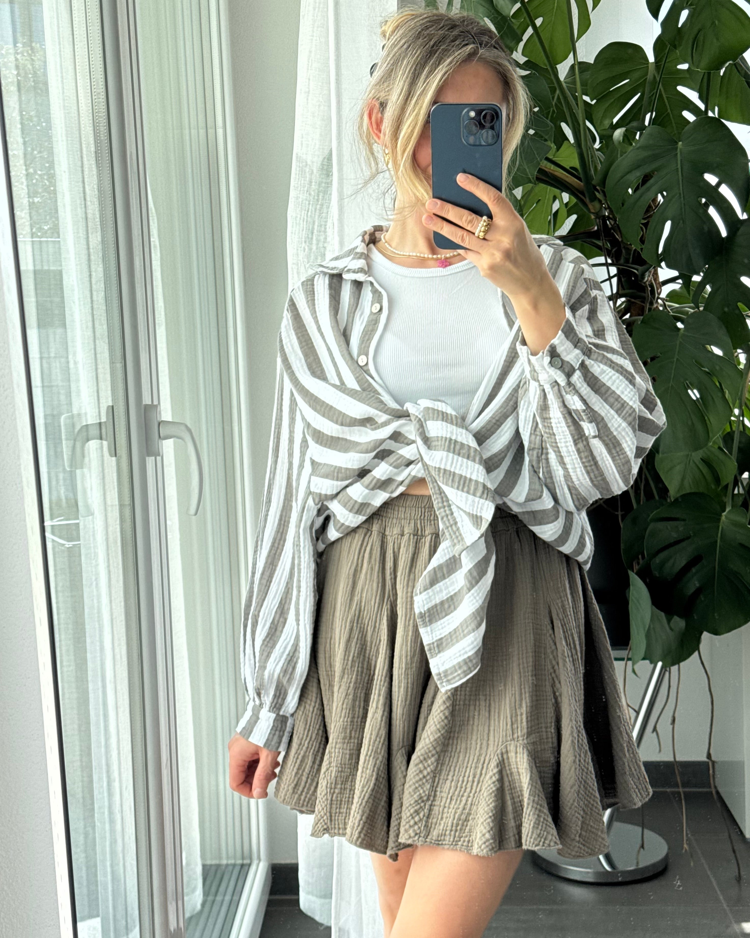 Volantrock aus Musselin Taupe