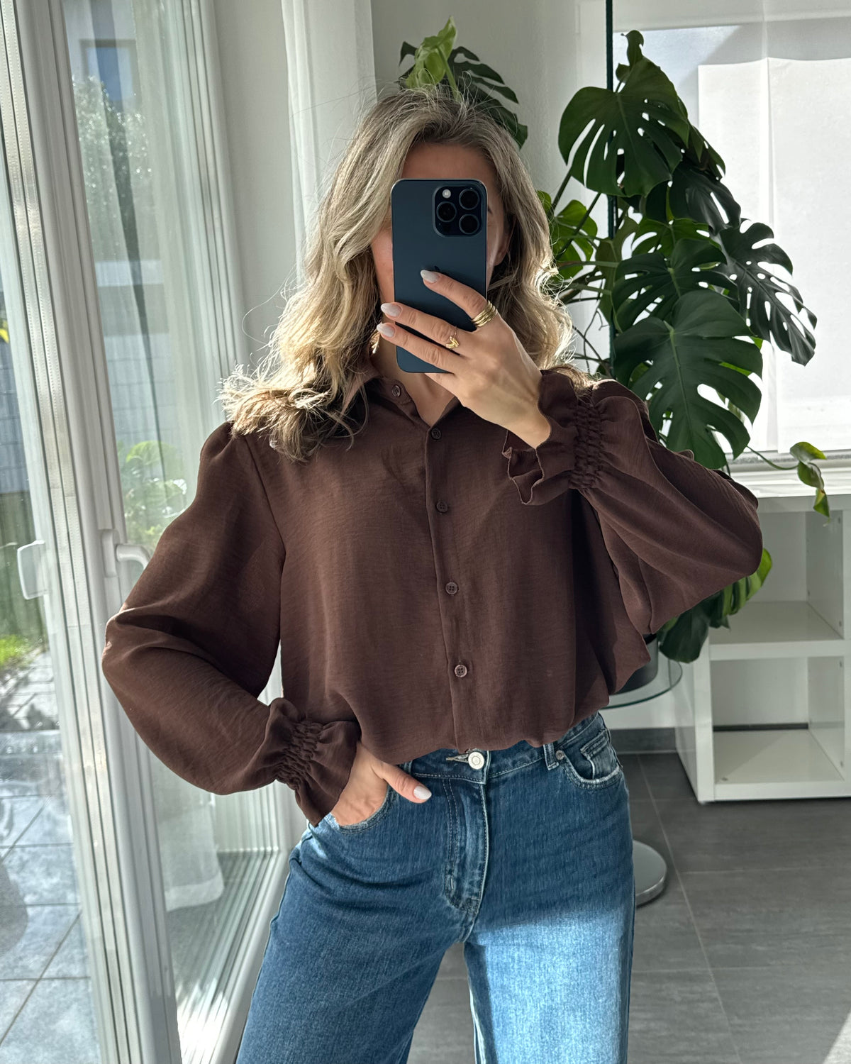 Bluse Marlie Rüschen Braun
