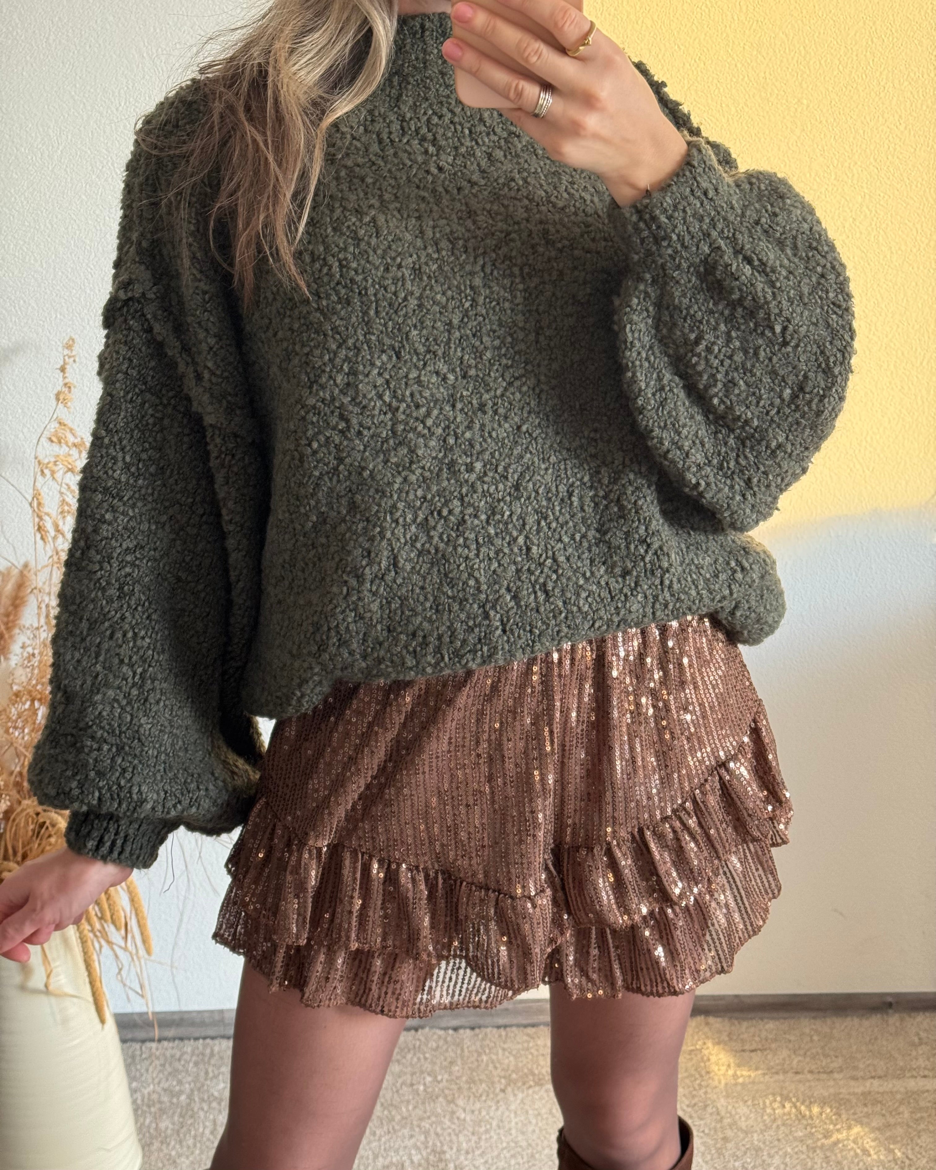 Bouclé oversize Pullover KHAKI