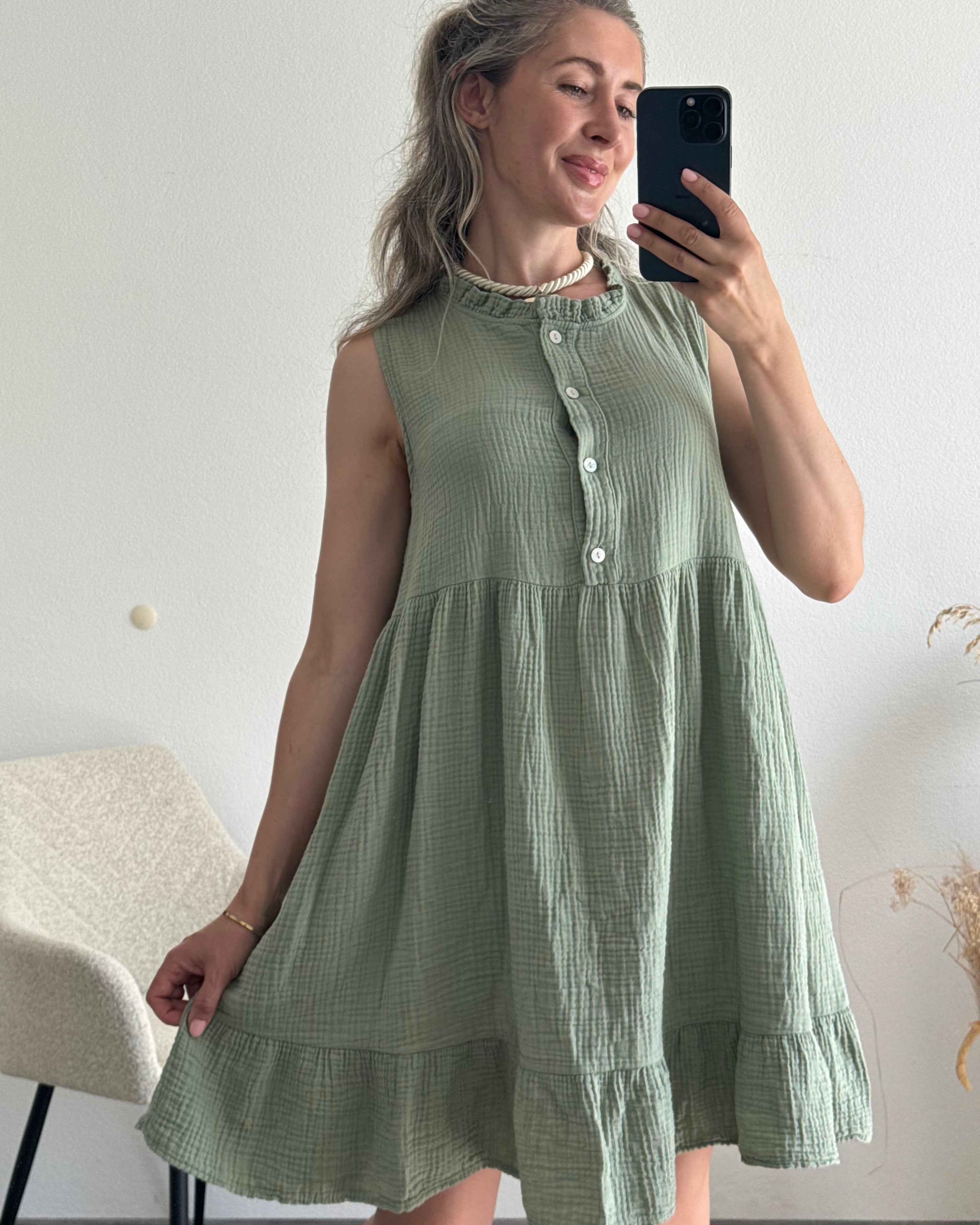Musselinkleid Amari Khaki