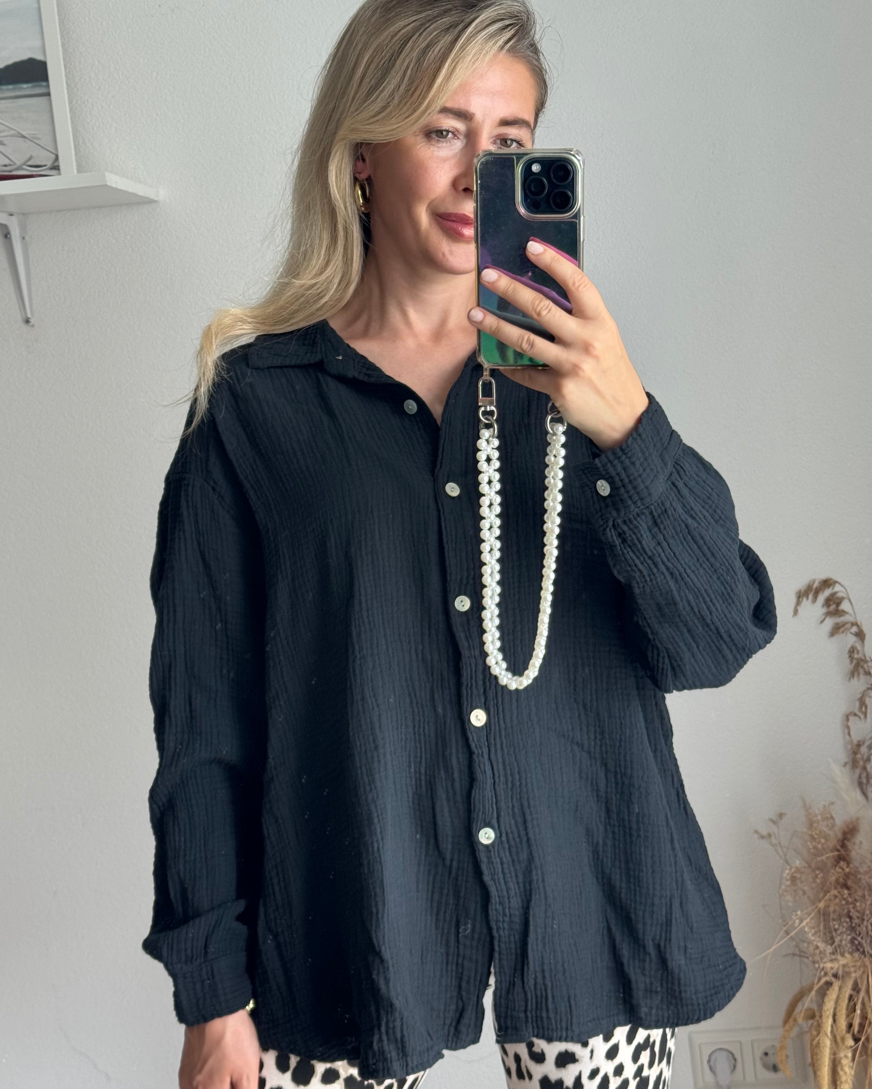 Musselinbluse Schwarz