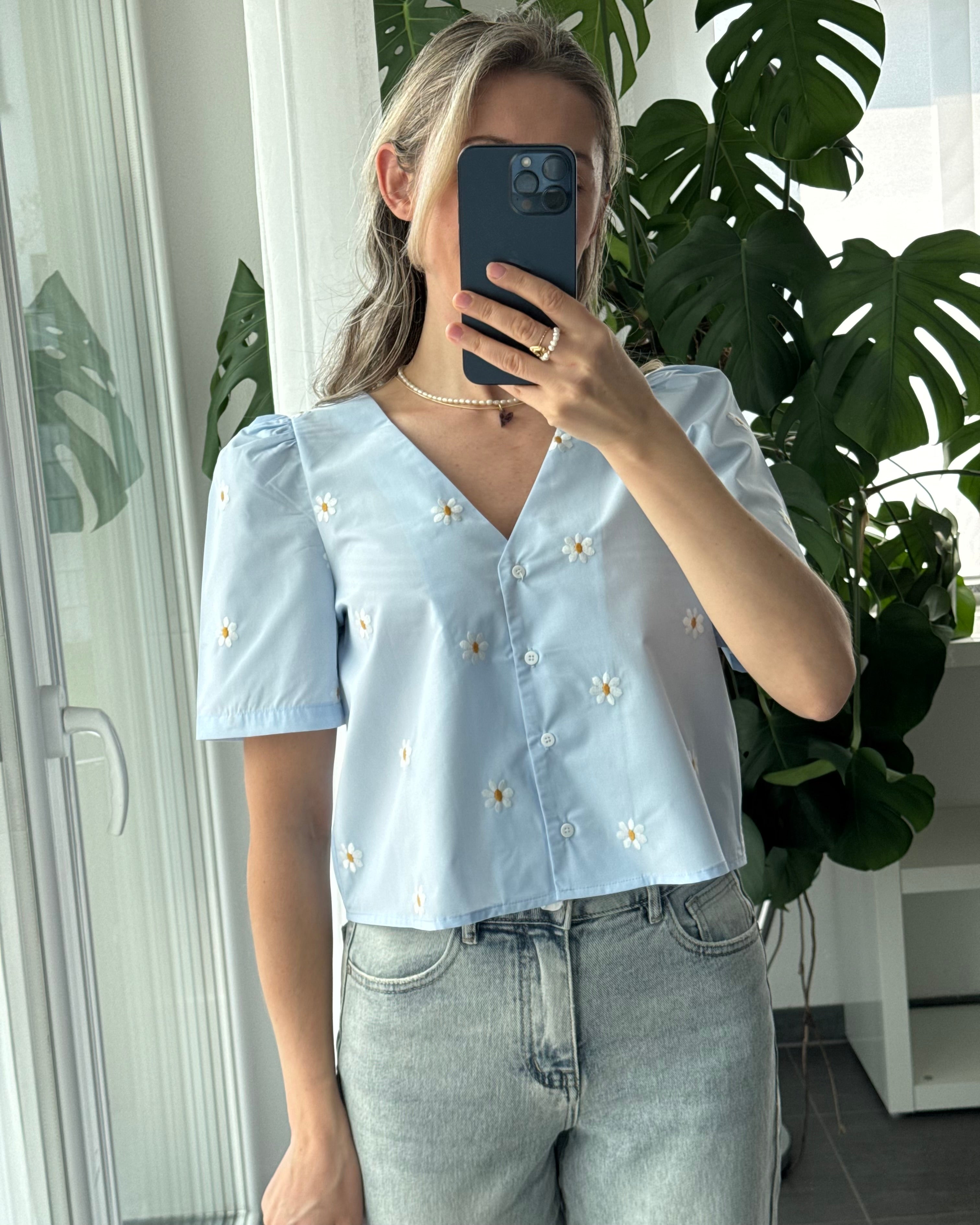 Bluse Flower Kiss Hellblau