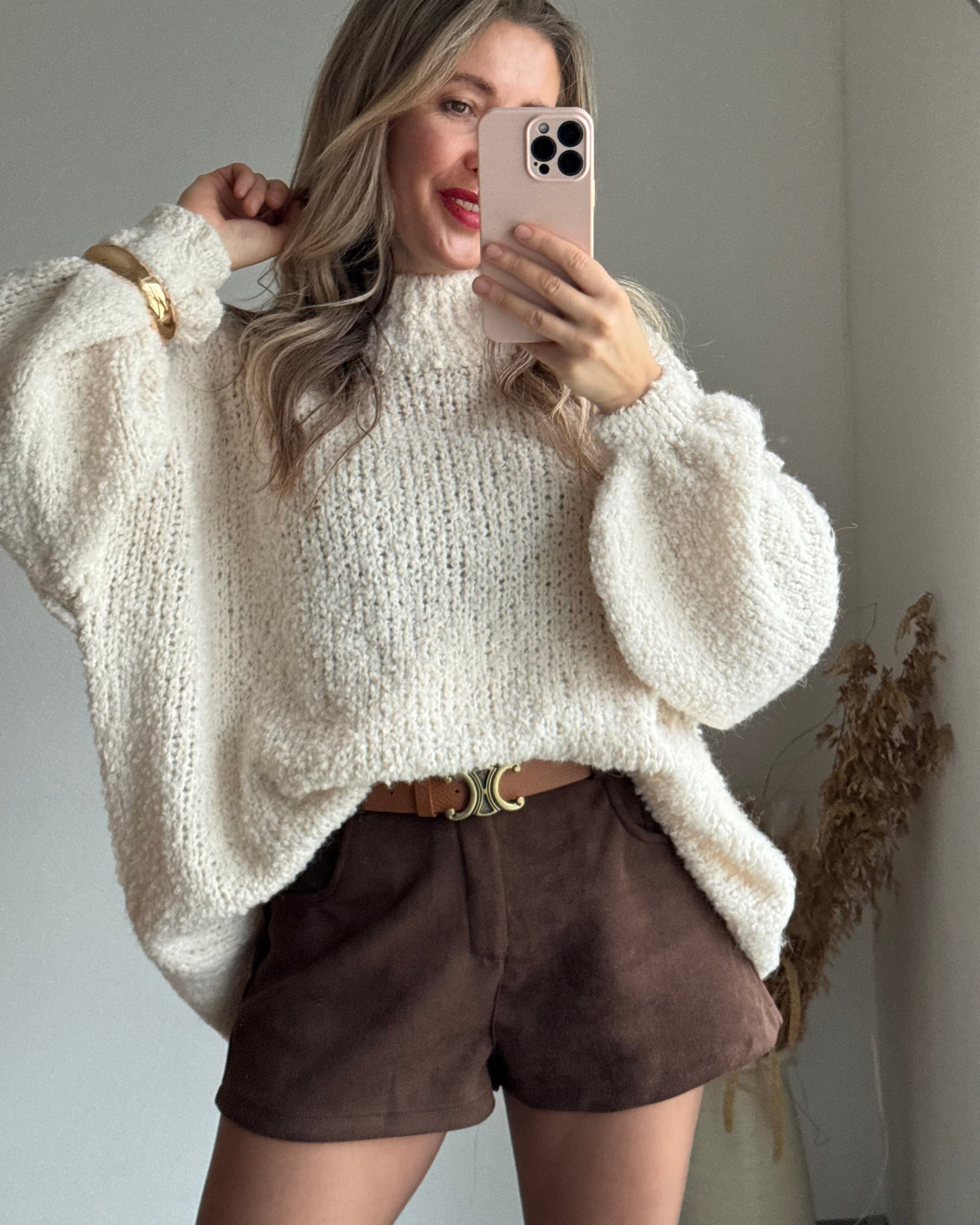 Bouclé oversize Pullover Creme