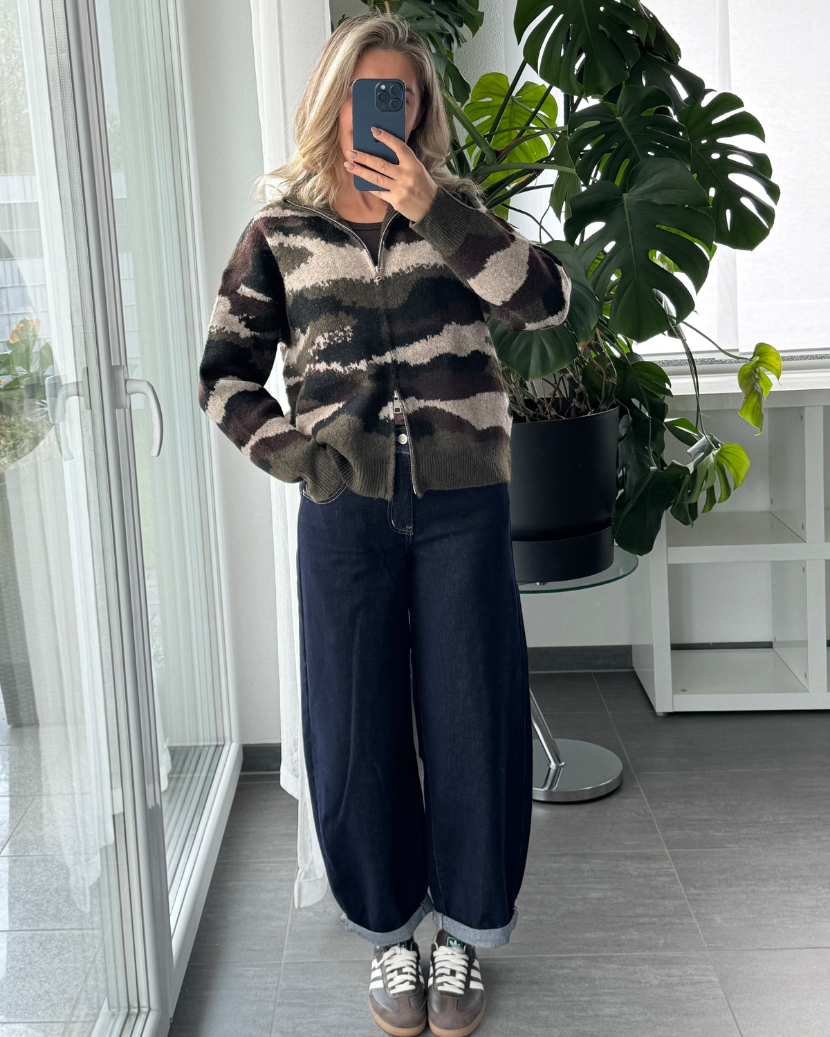 Zip Cardigan Camouflage