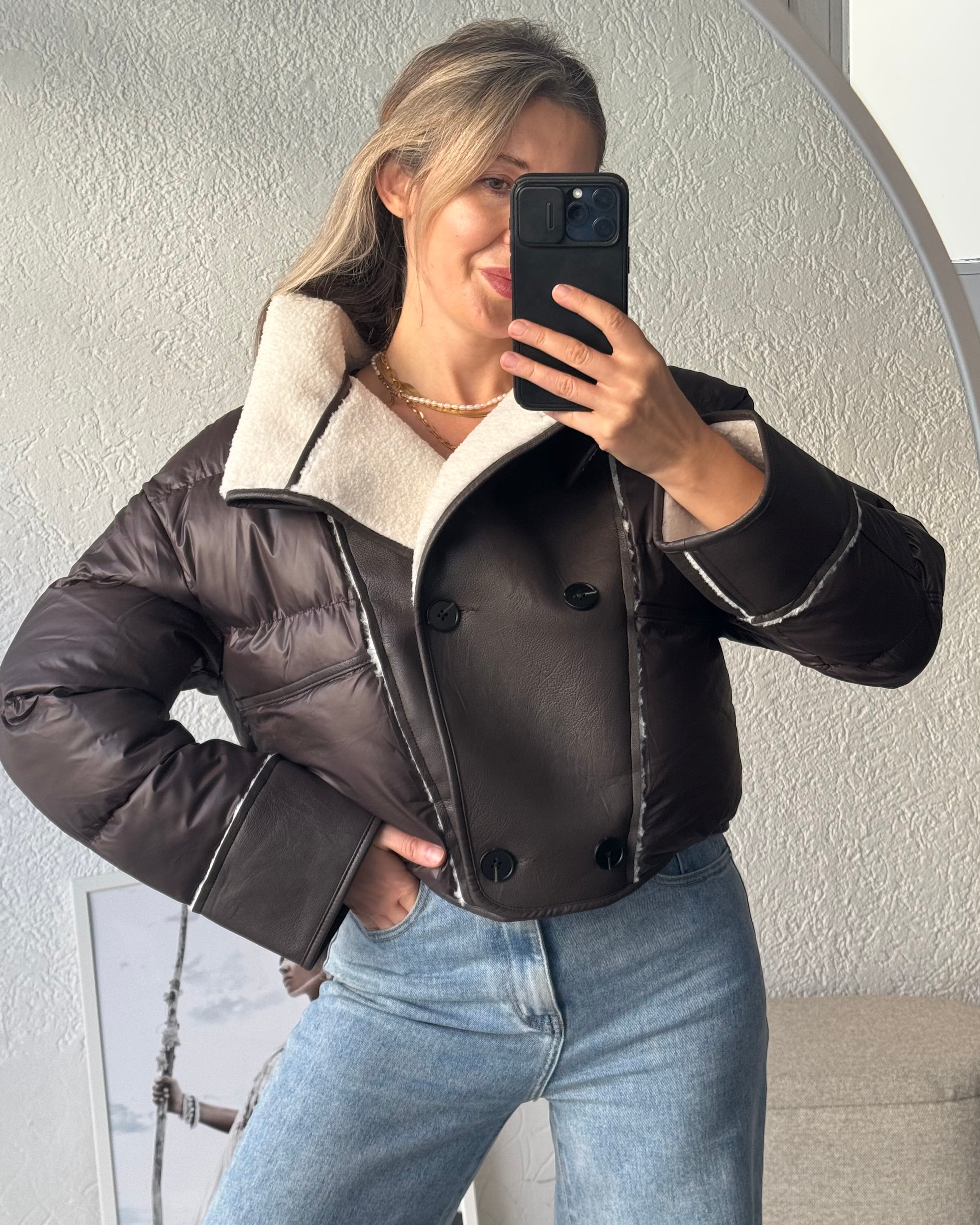 Jacke Material Collage braun