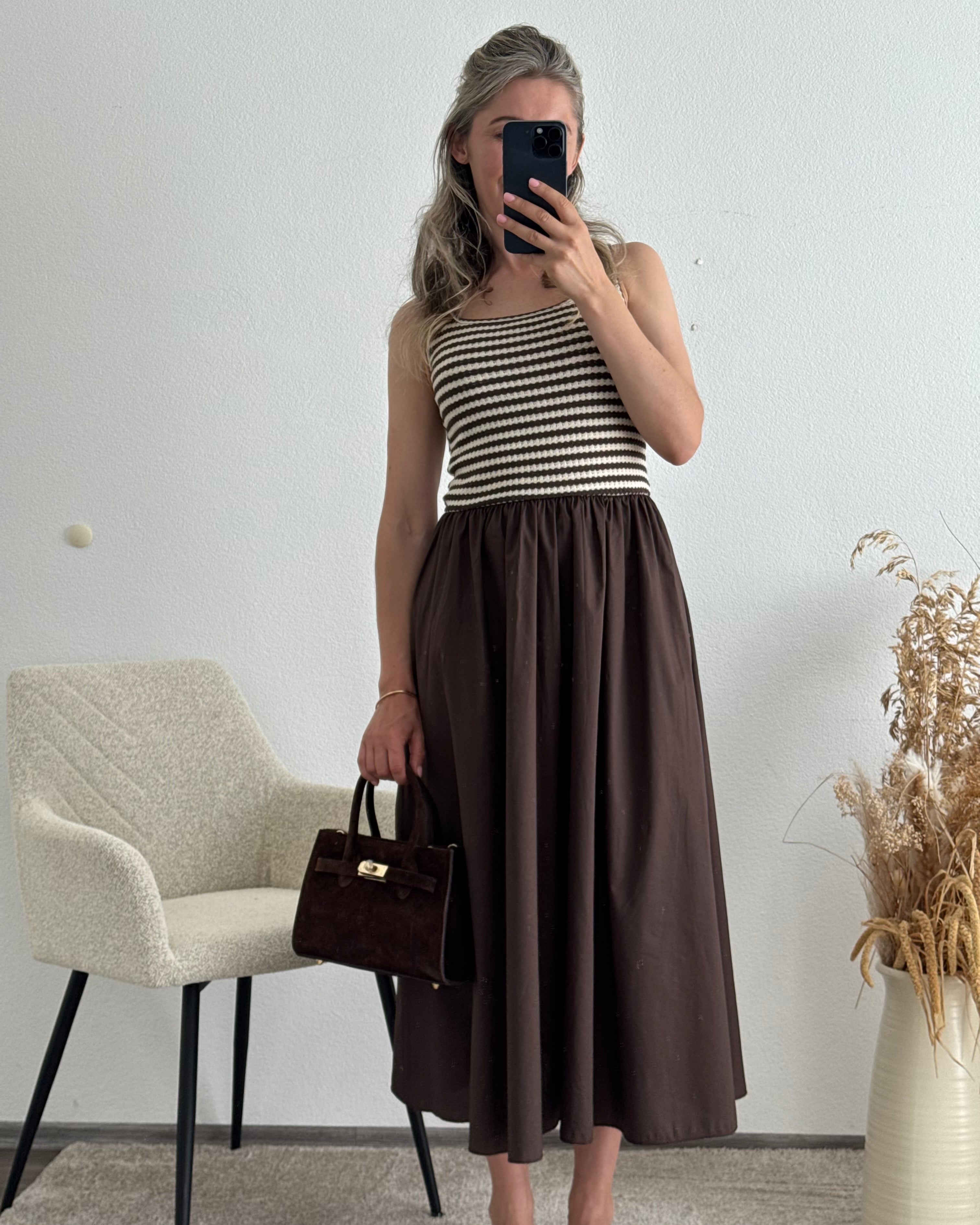 Midi Kleid Mocha Stripe
