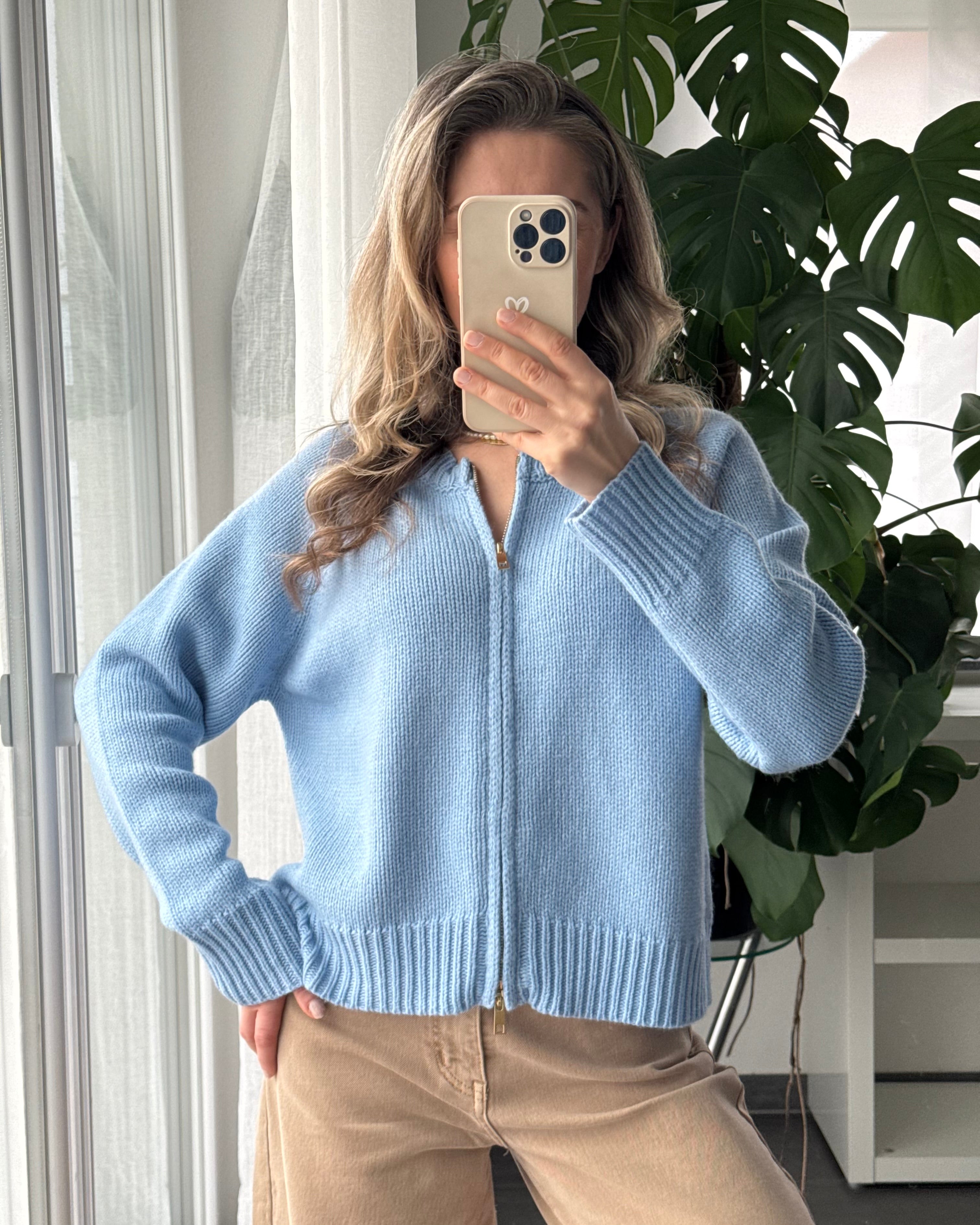 Zip Cardigan Blau
