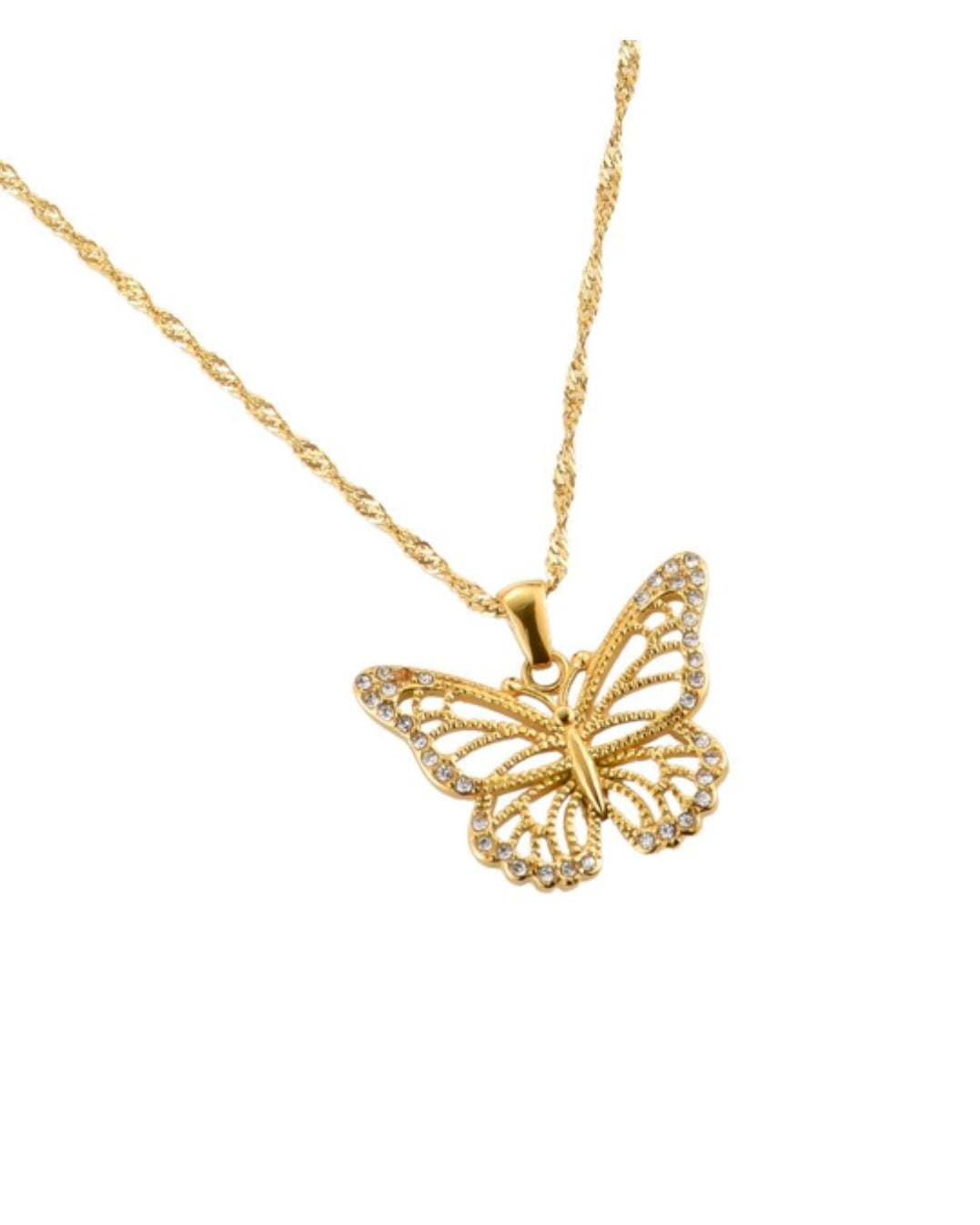 Big Butterfly Glitter Edelstahl Halskette