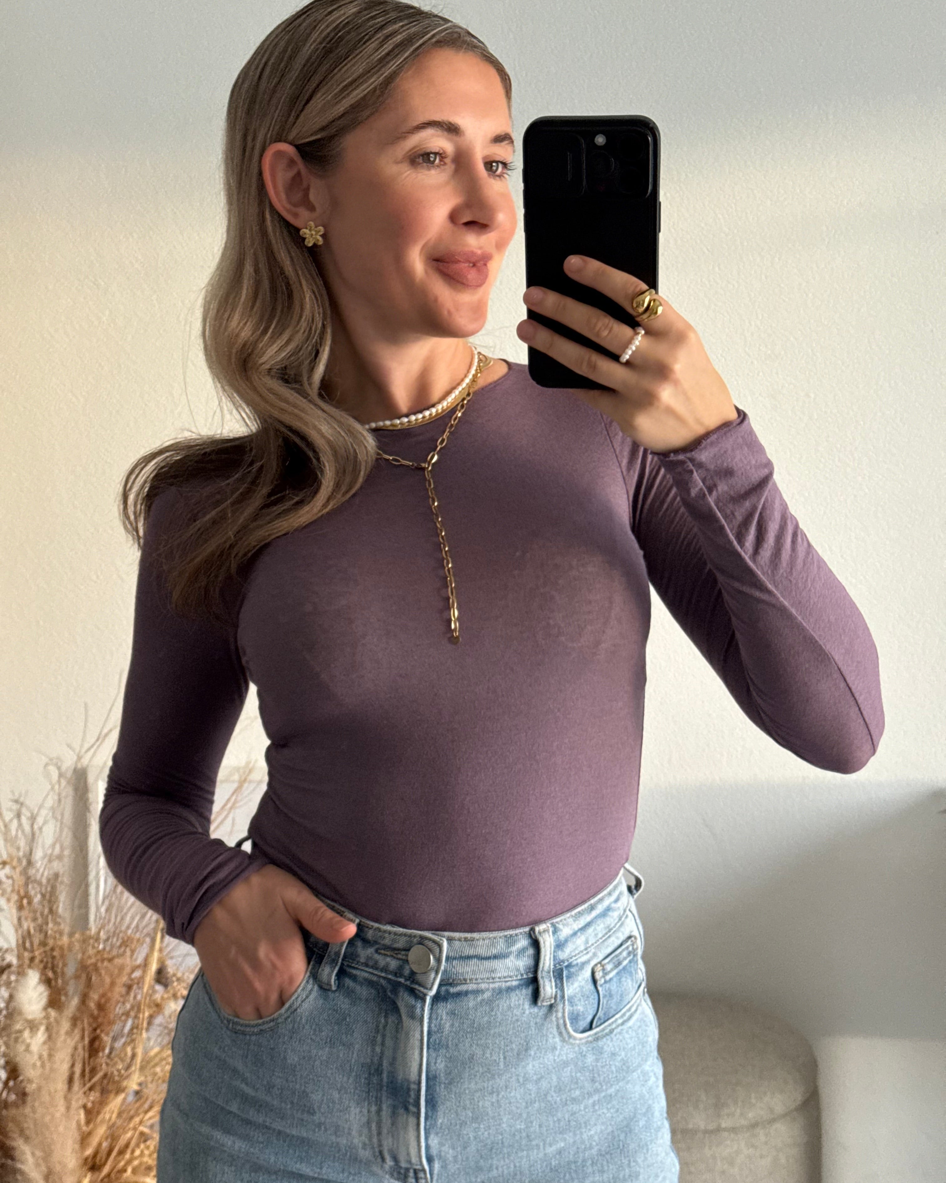 Kaschmir Longsleeve Flieder Premium-Qualität