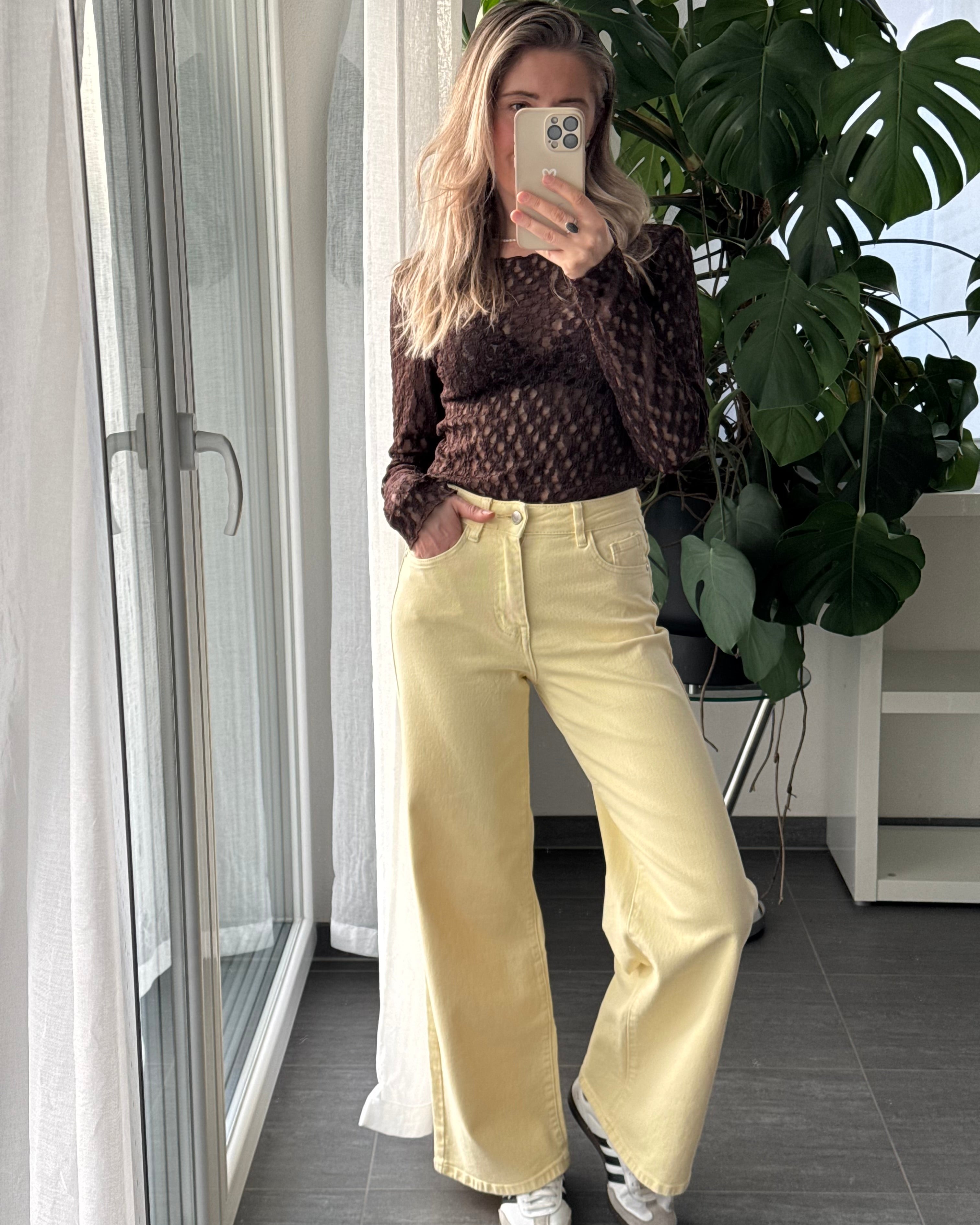 Wide leg stretch Jeans Butter Yellow