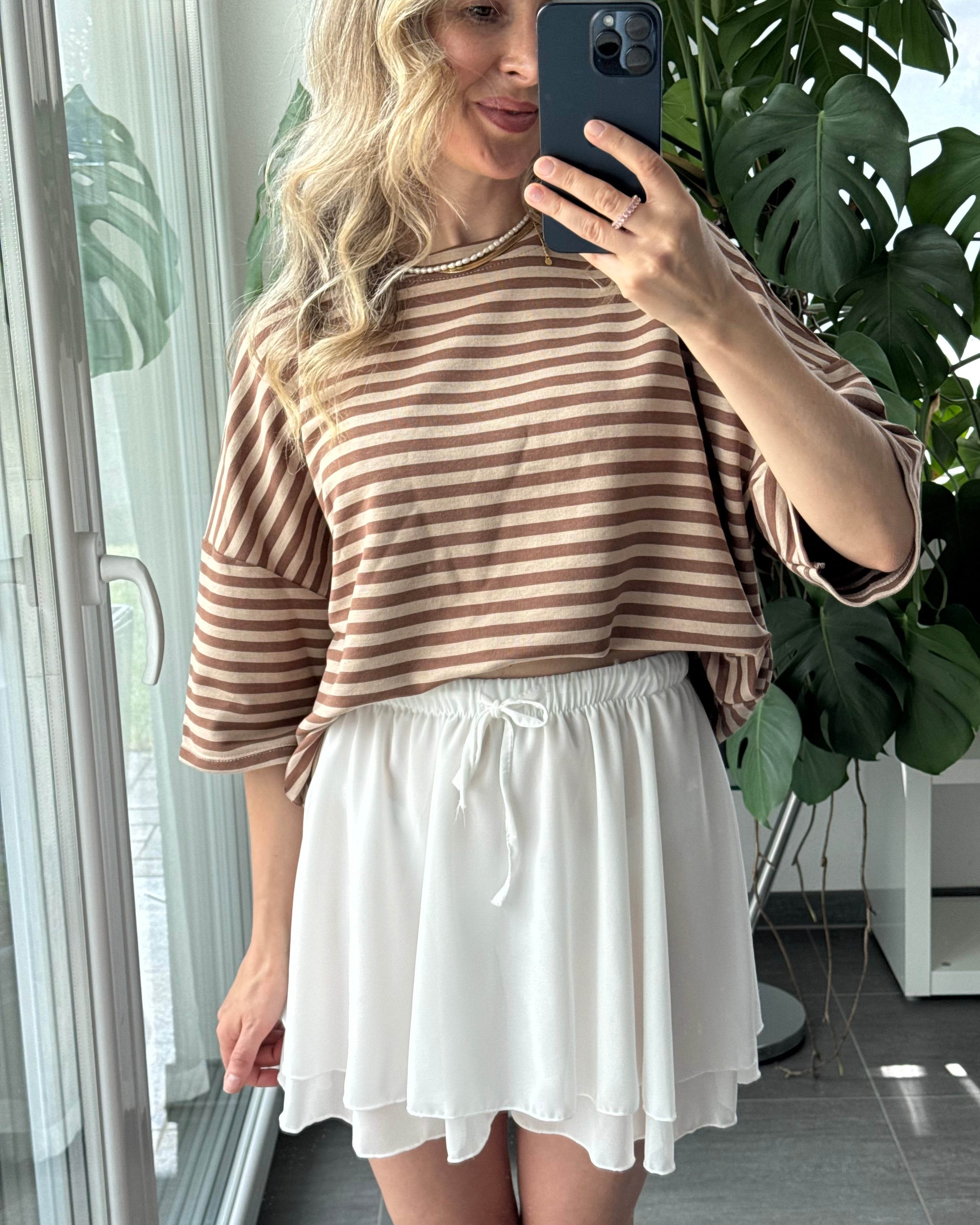 Shirt Streifenliebe Braun Taupe