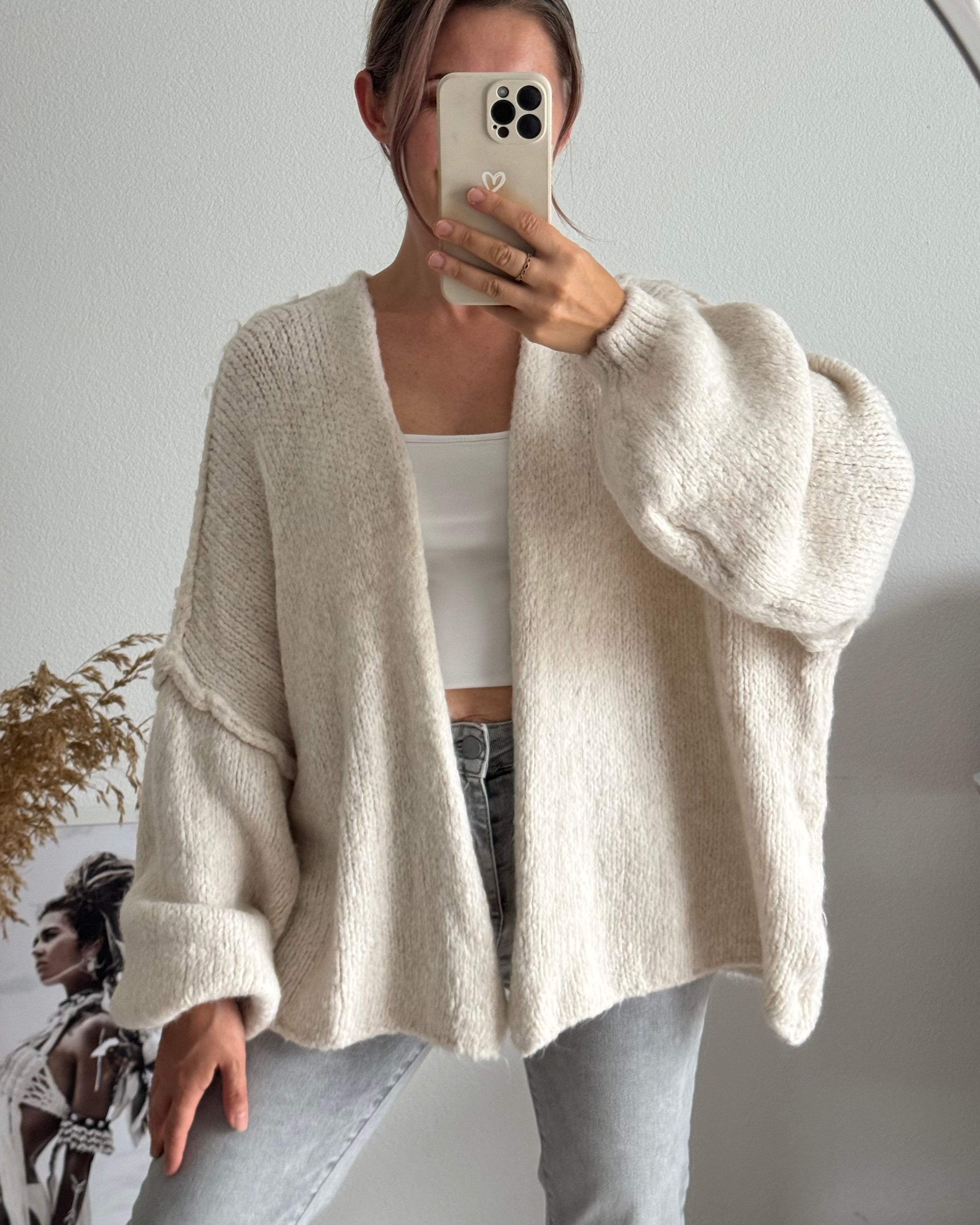 Offener Oversize Cardigan Lea BEIGE