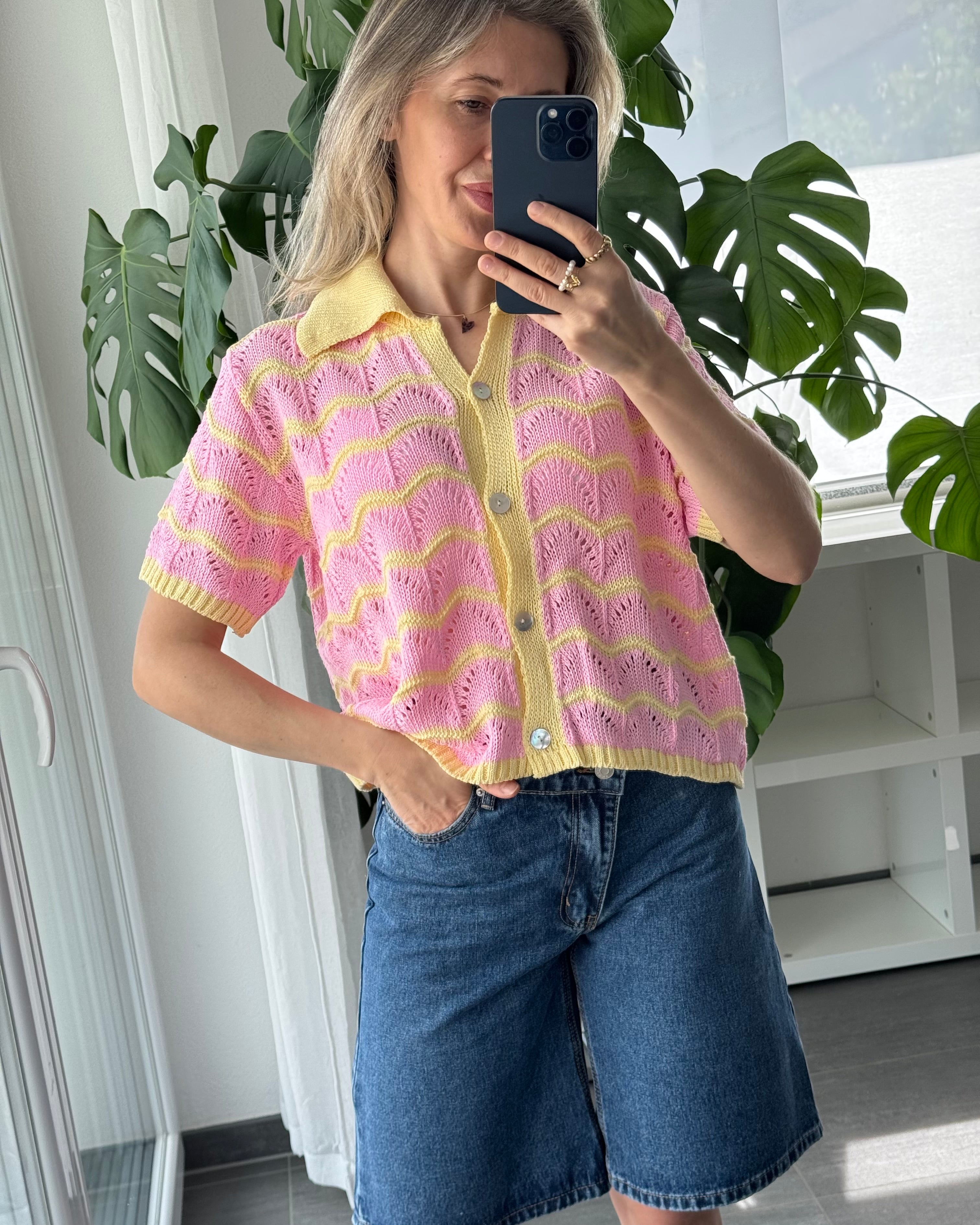 Lina Knit Polo Gelb Pink