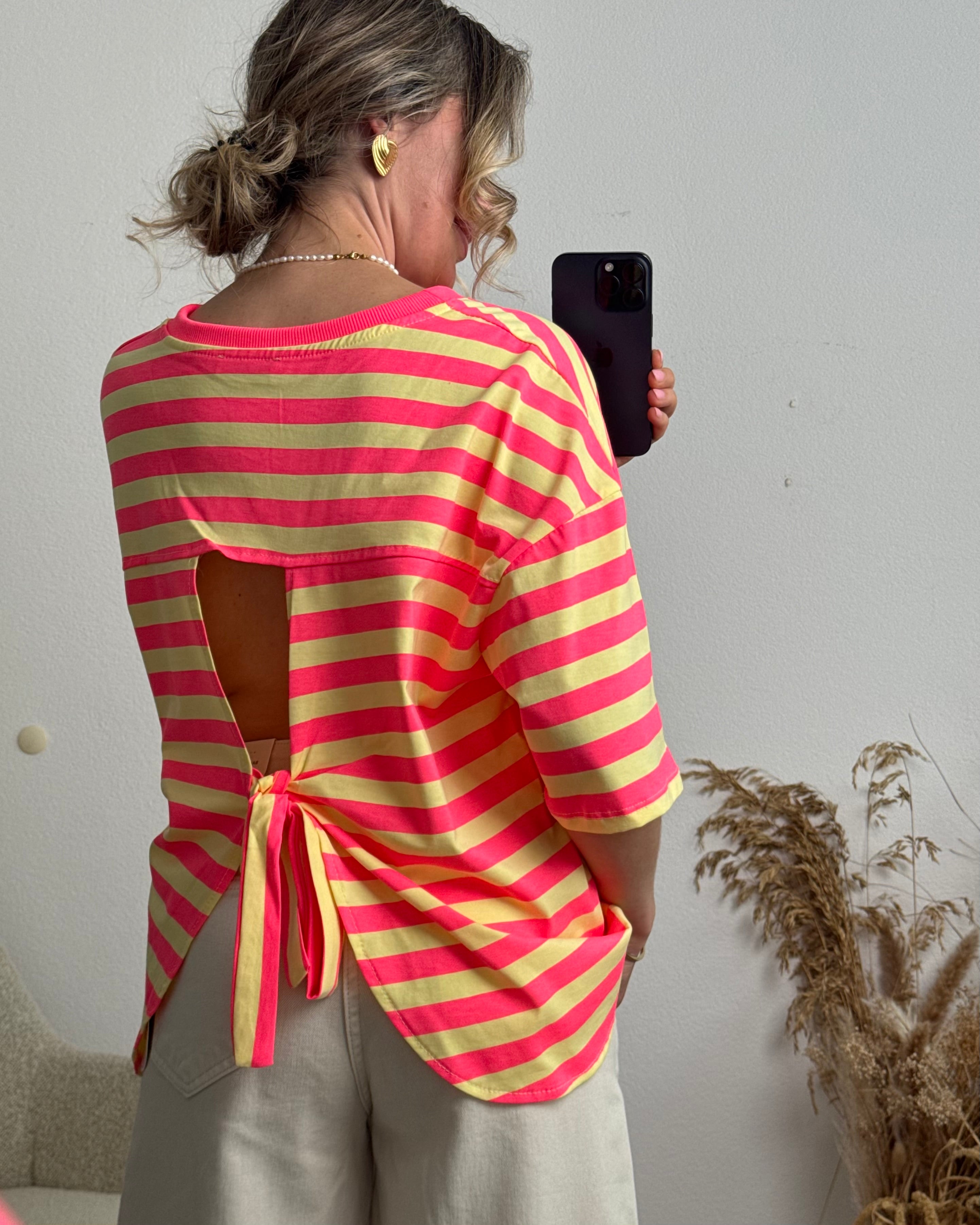 Open Tie Back Shirt pink