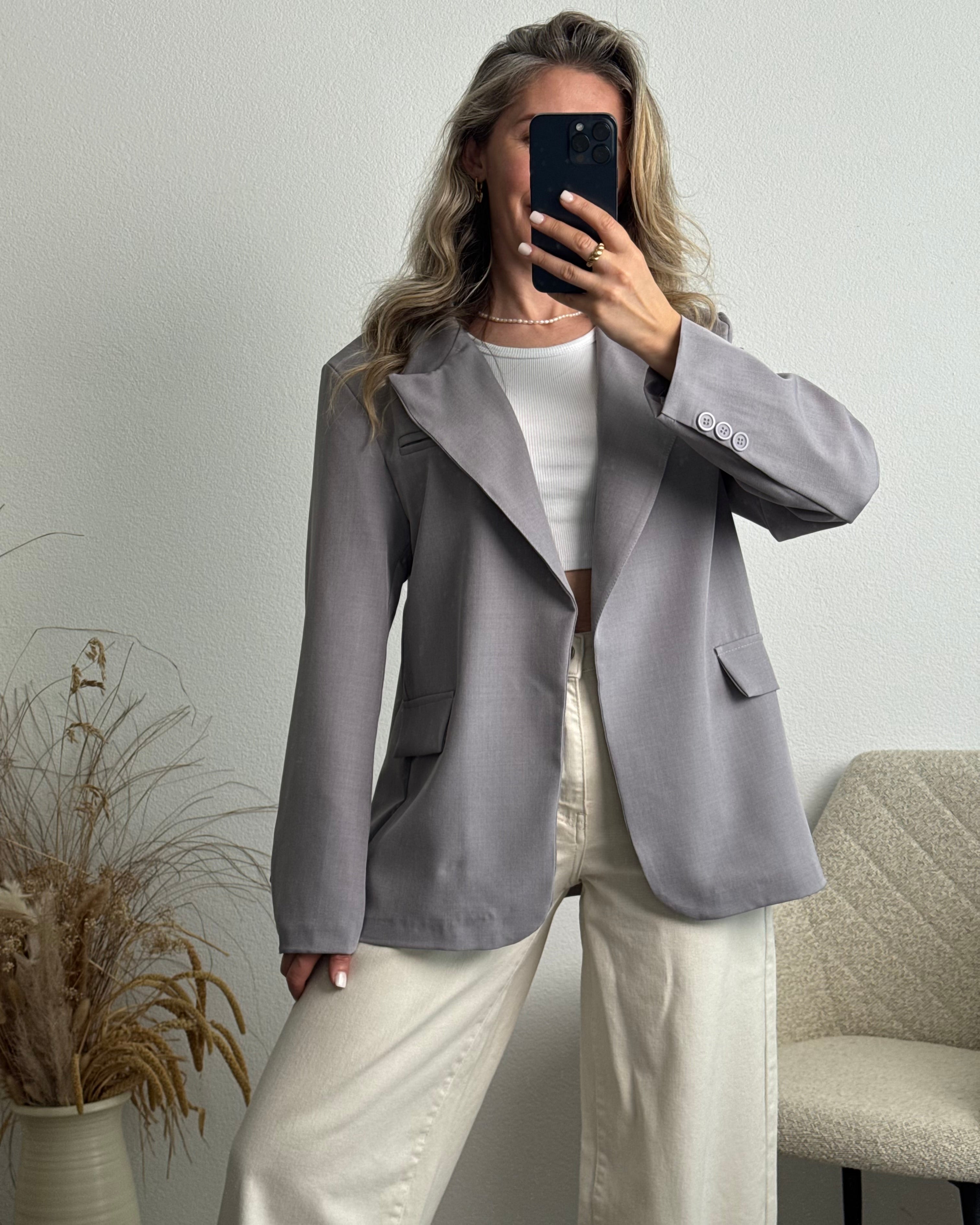 High Neck Blazer grau