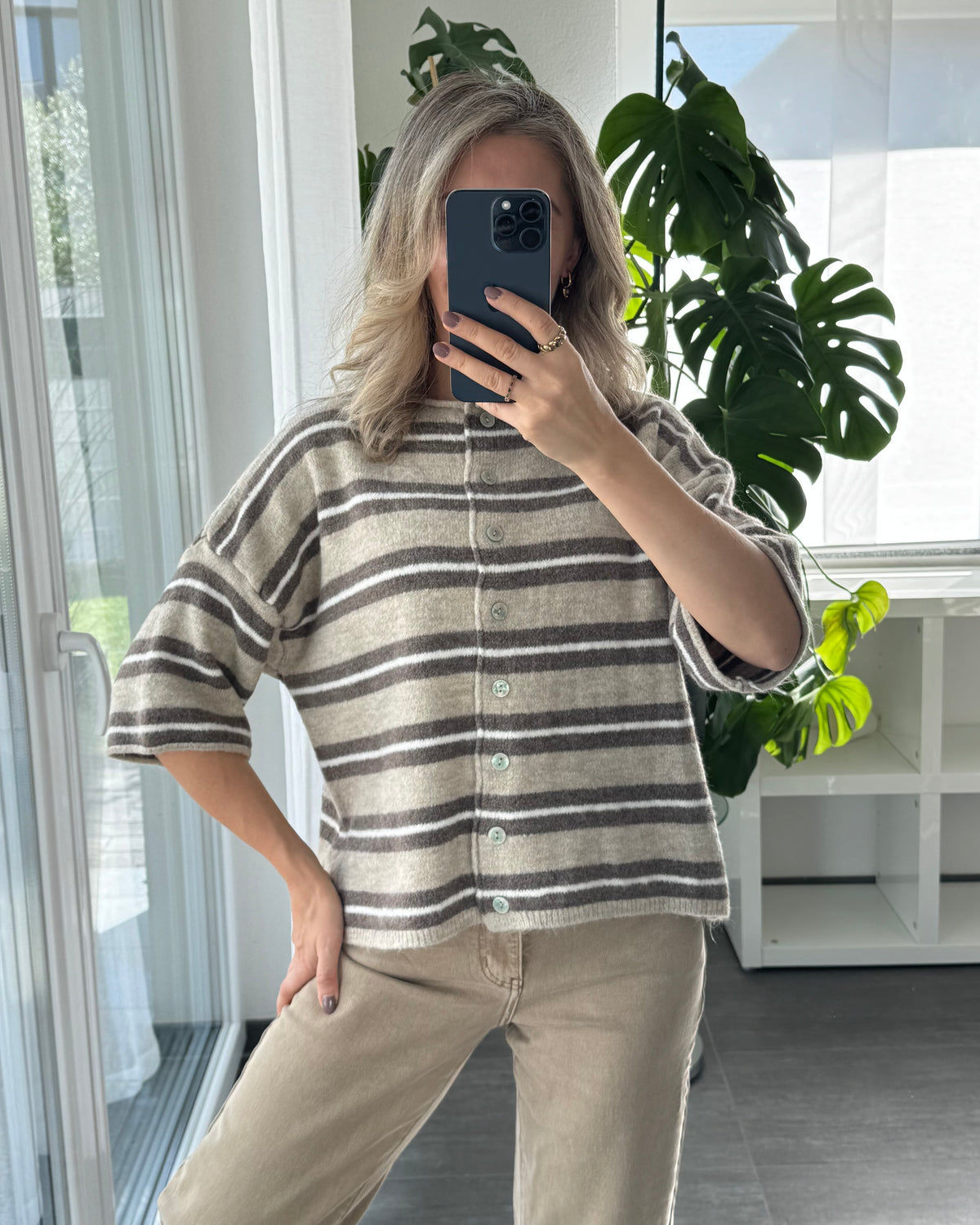 Cardigan Molly Stripes Taupe Beige