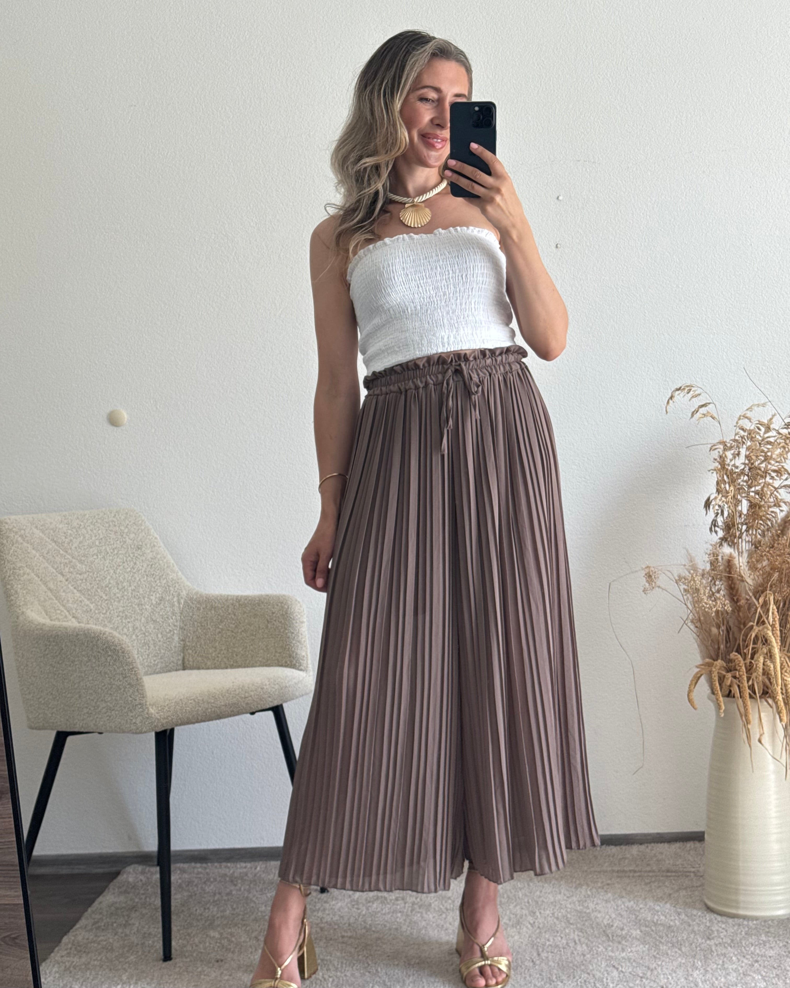 Plisseehose Taupe