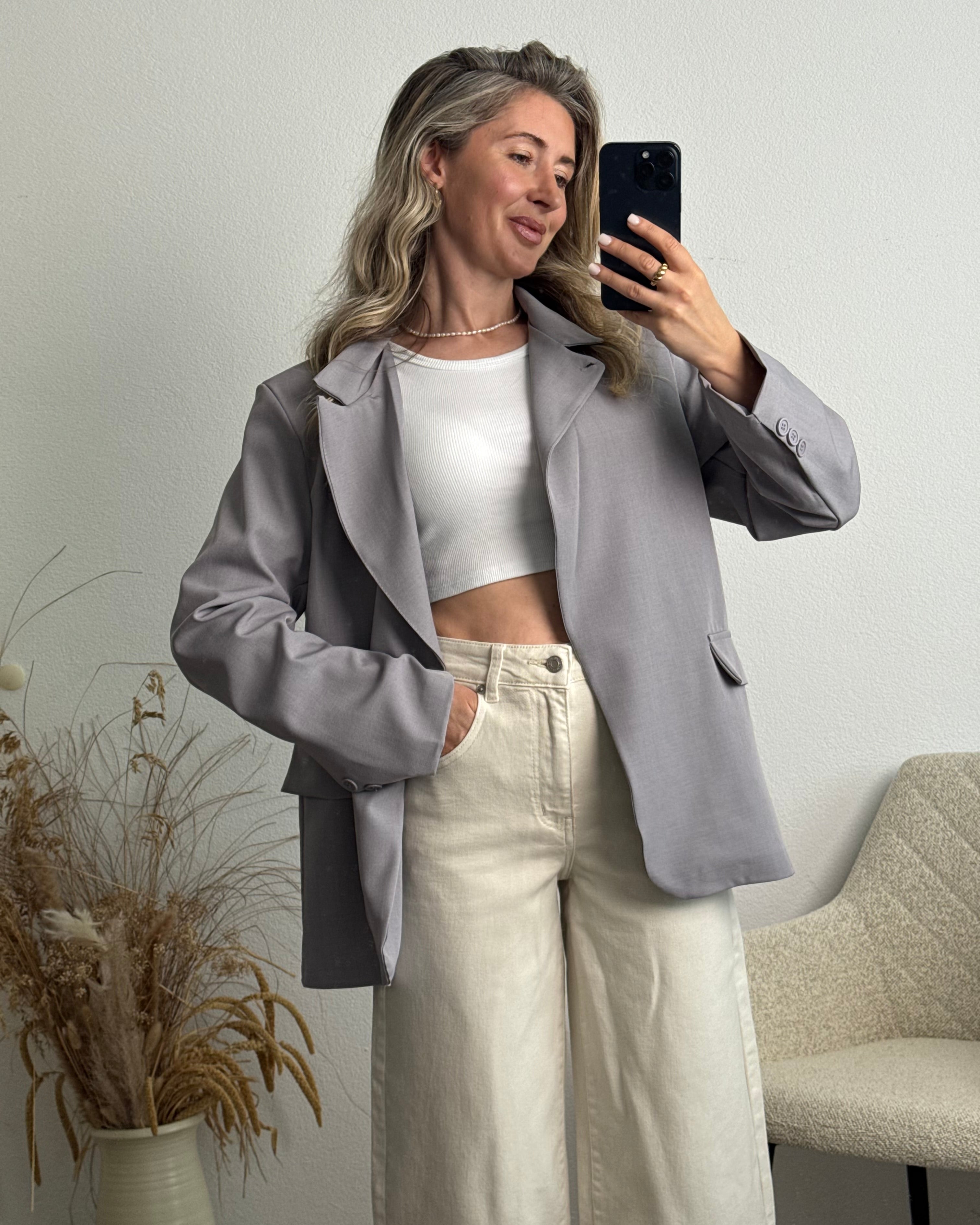 High Neck Blazer grau