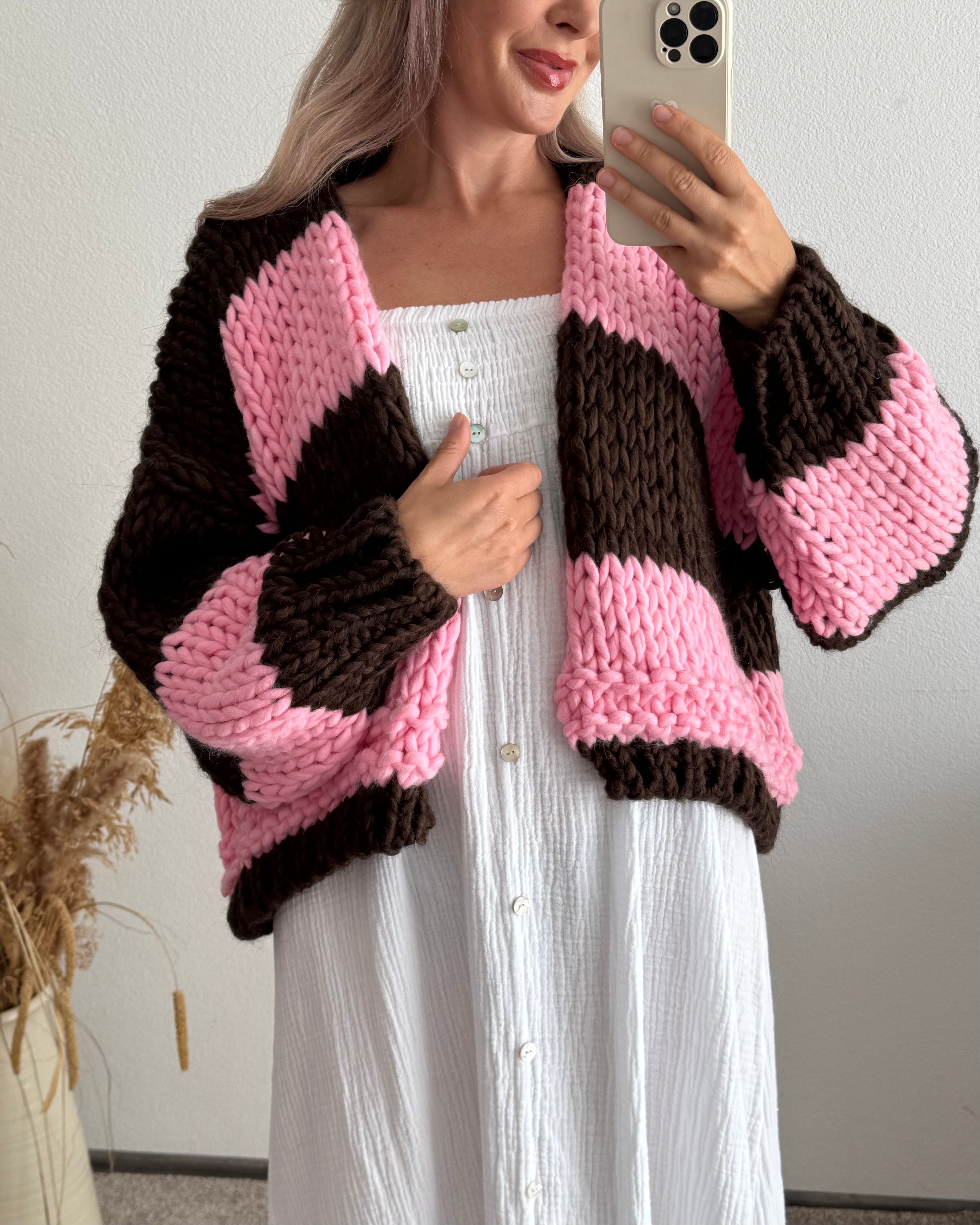CHUNKY KNIT CARDIGAN BRAUN