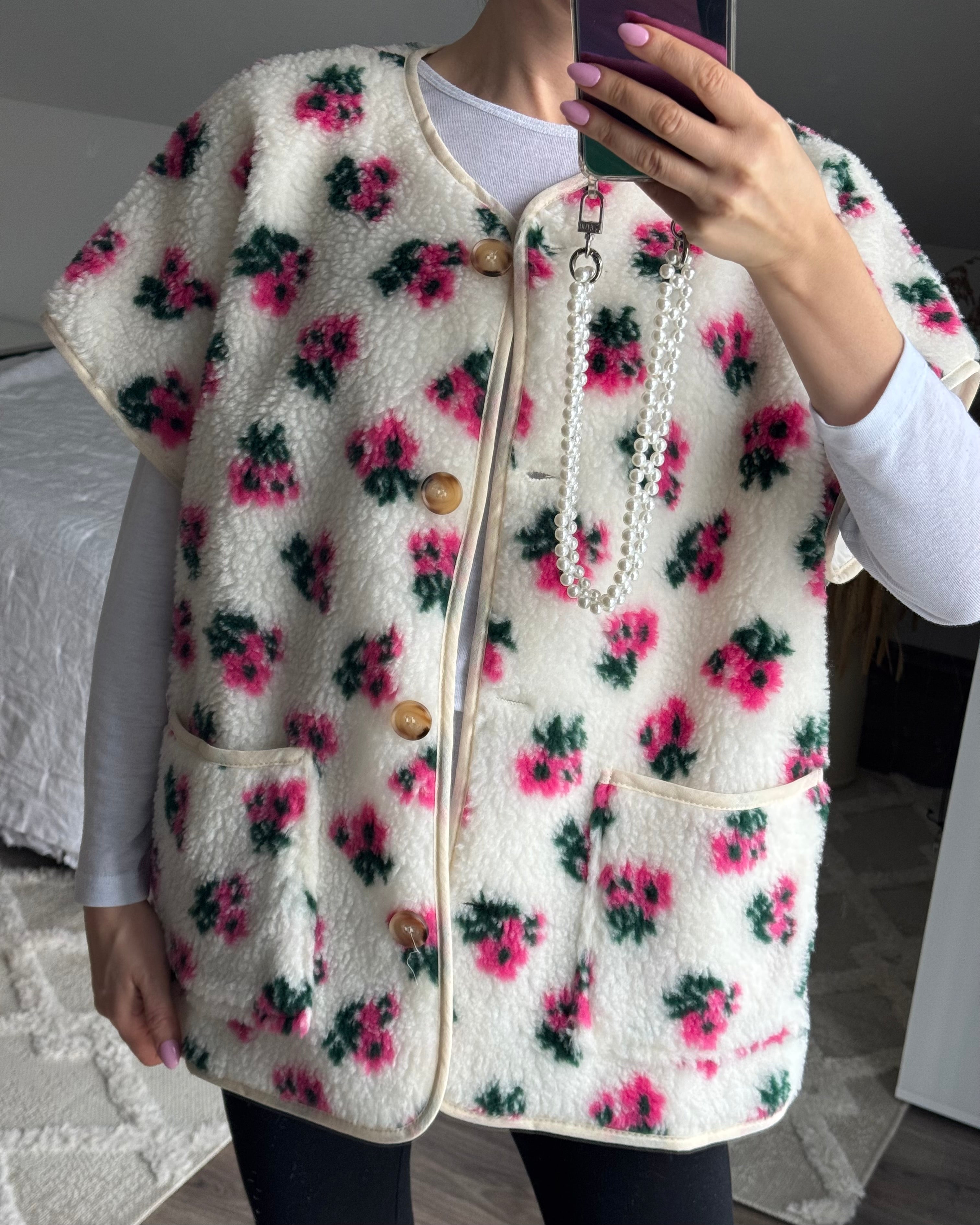 Teddyweste FLOWER Long