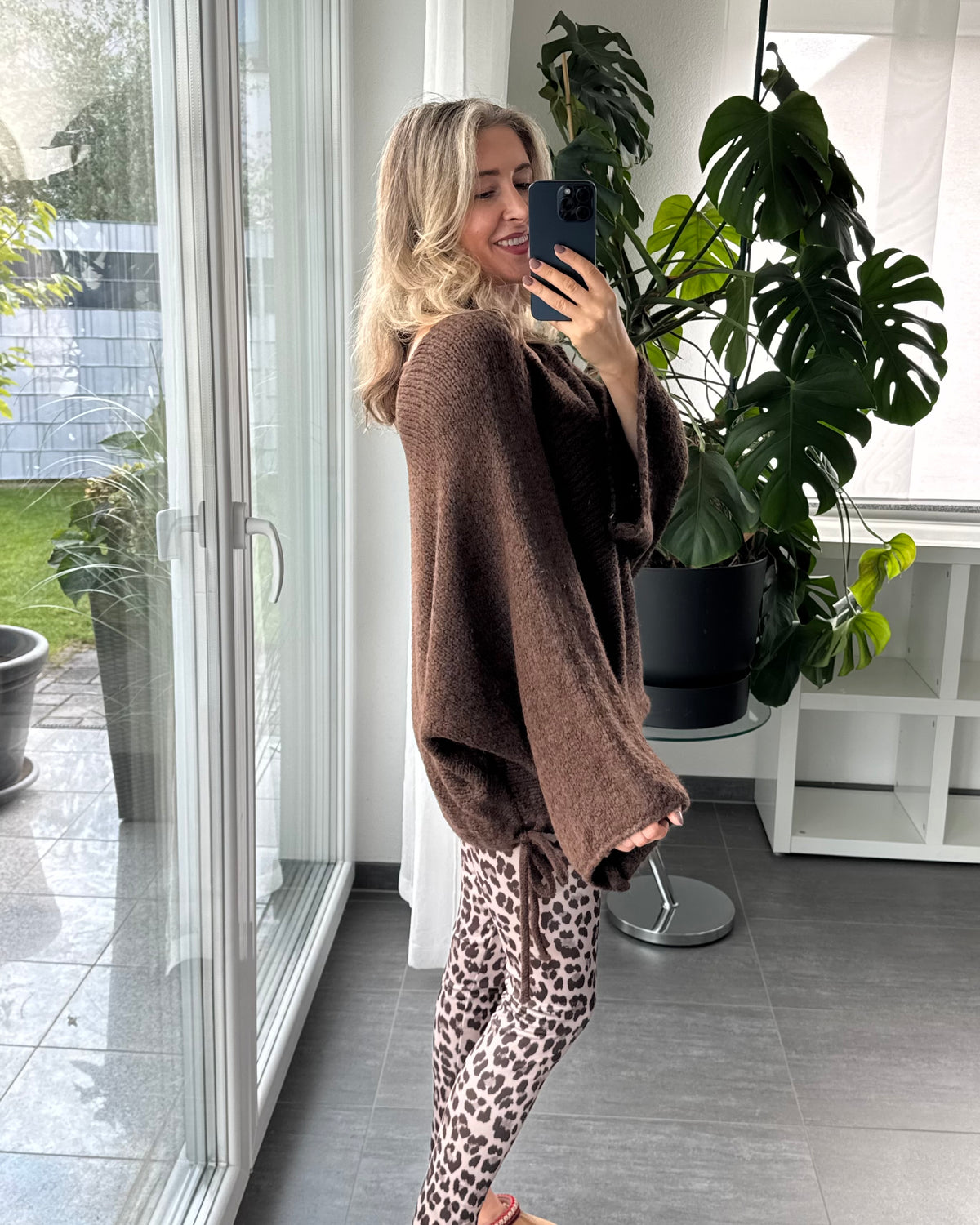 Strickpullover Cozy Tie Braun