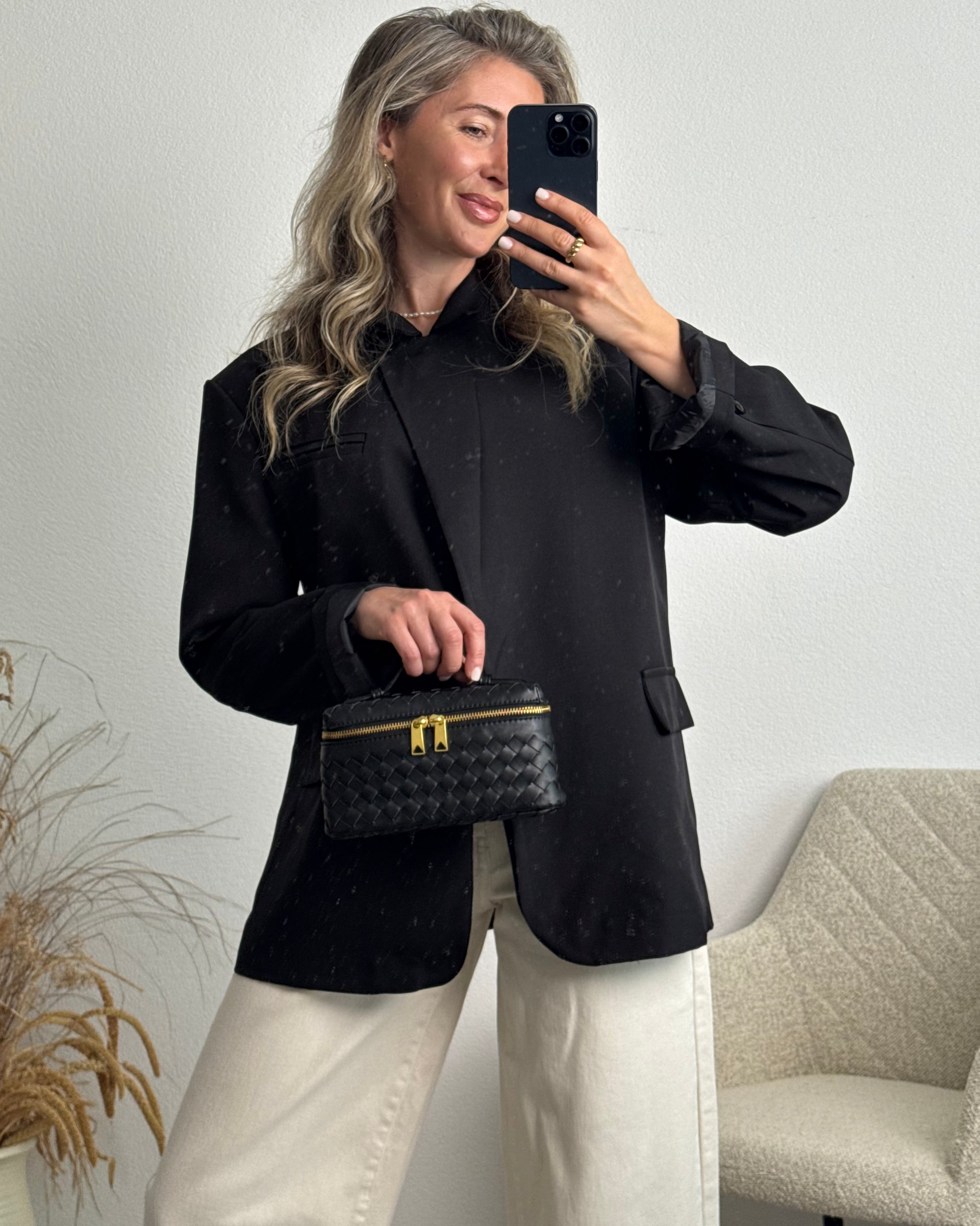 High Neck Blazer schwarz