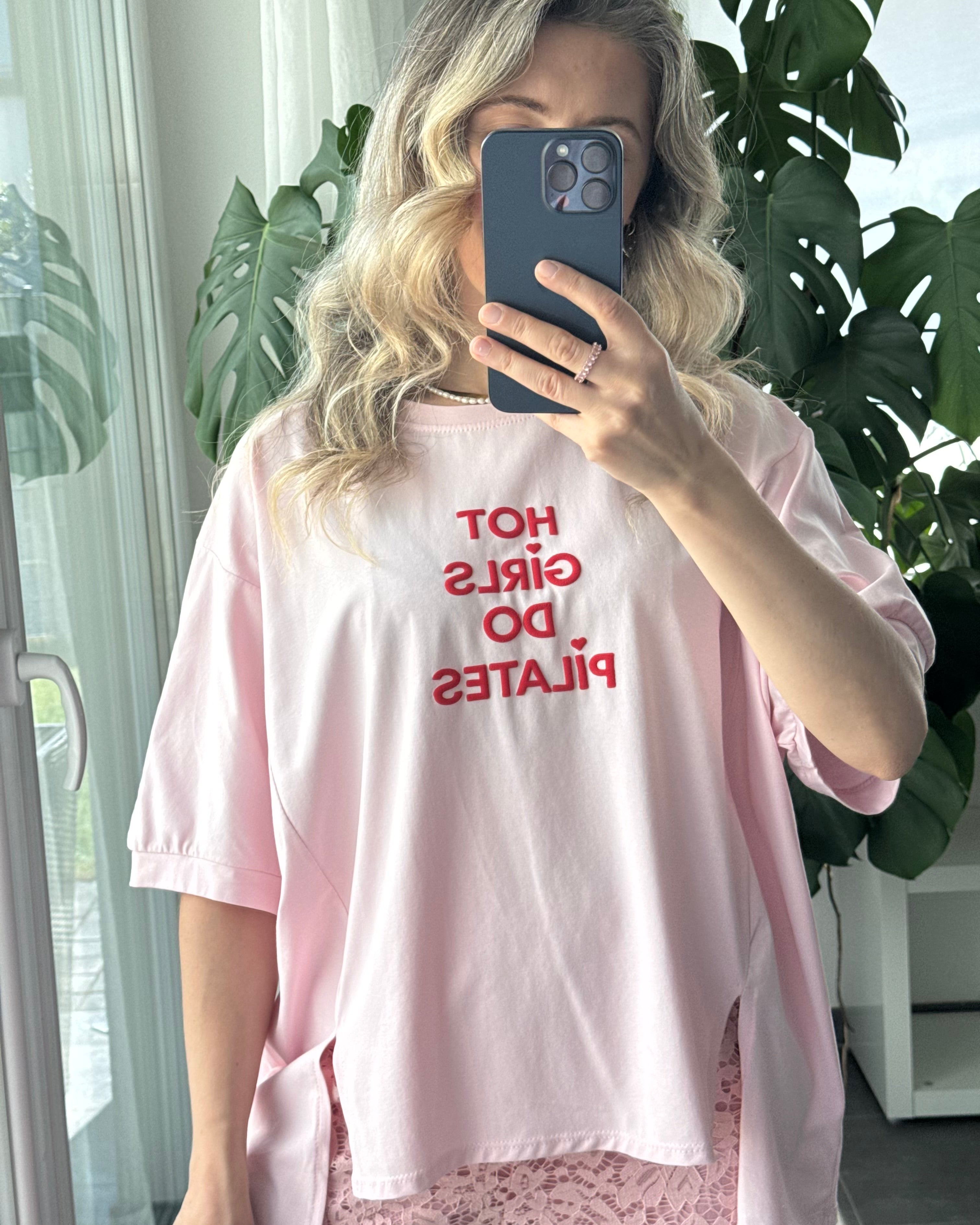 Oversize T-Shirt Hot Girls do pilates rosa