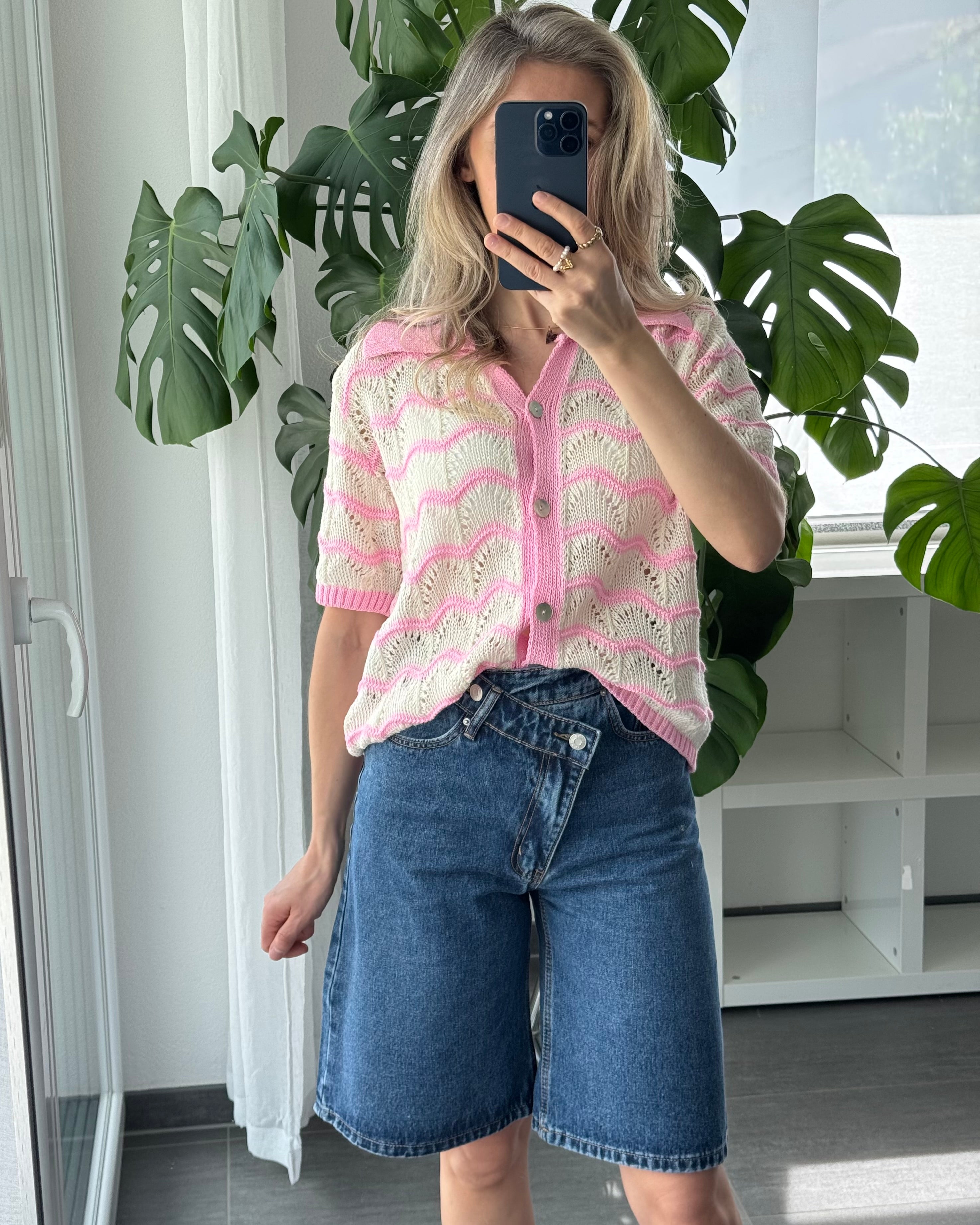 Lina Knit Polo Creme Pink
