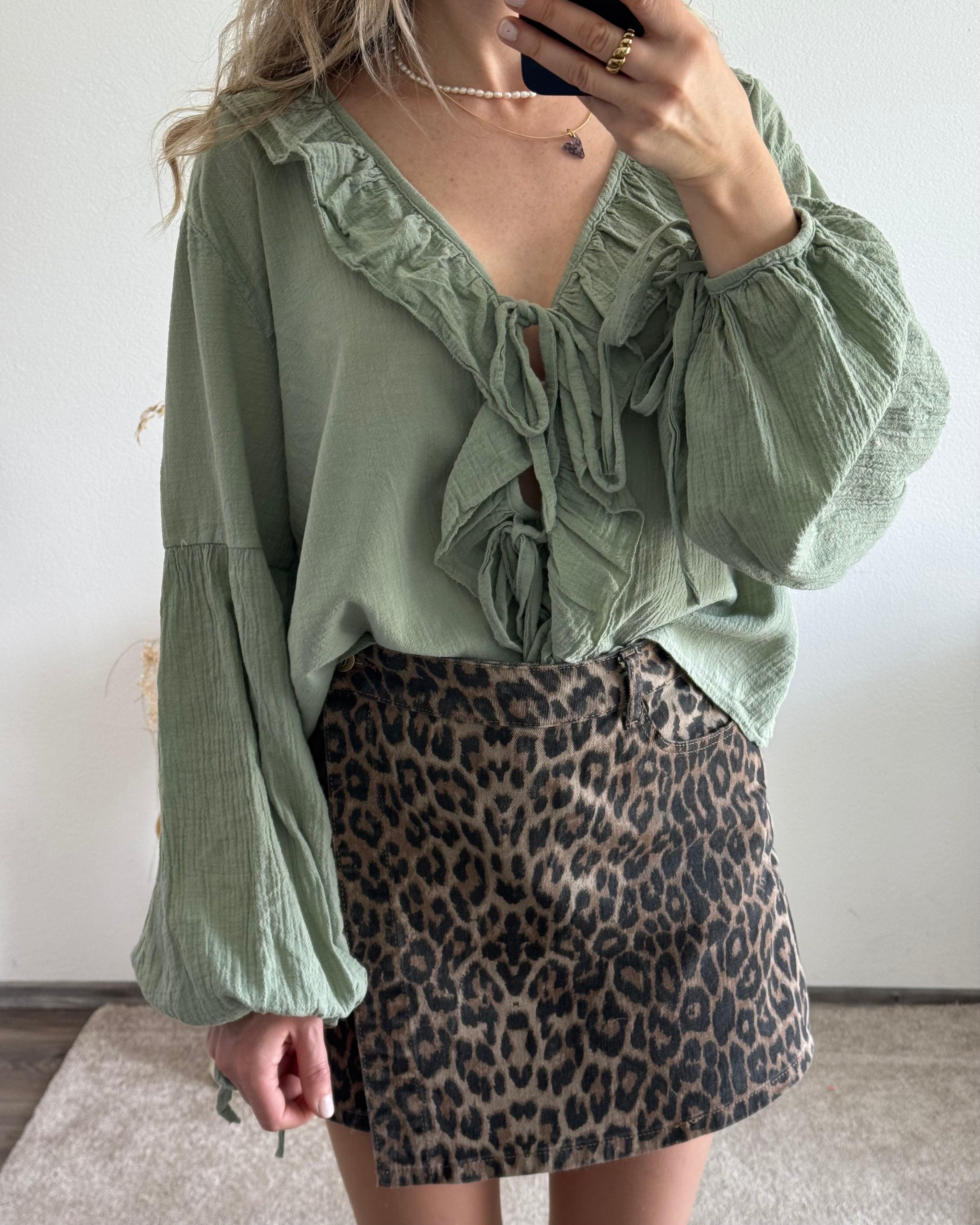 Rüschenbluse Mila Khaki