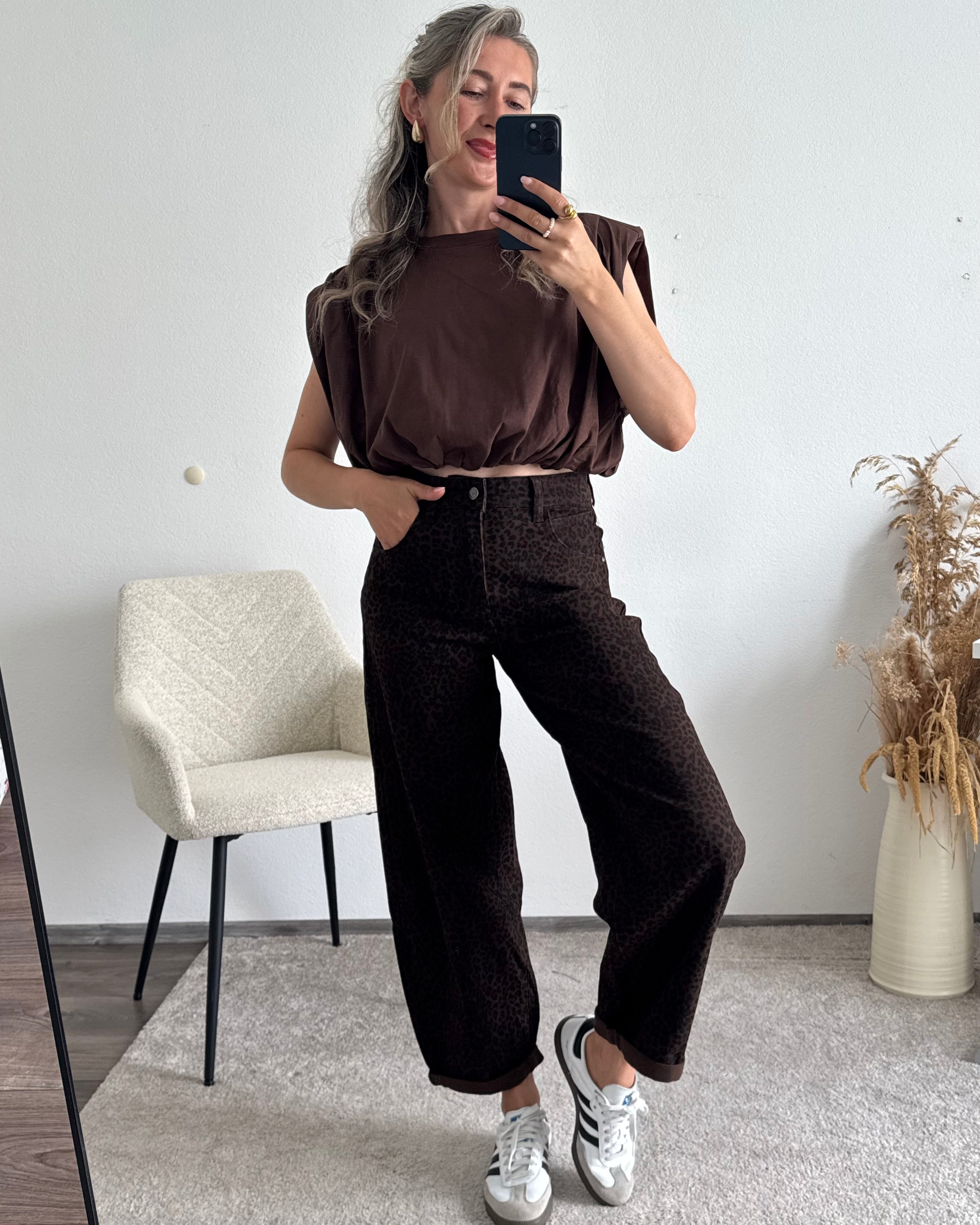 Stretch Balloon Jeans Leo Brown