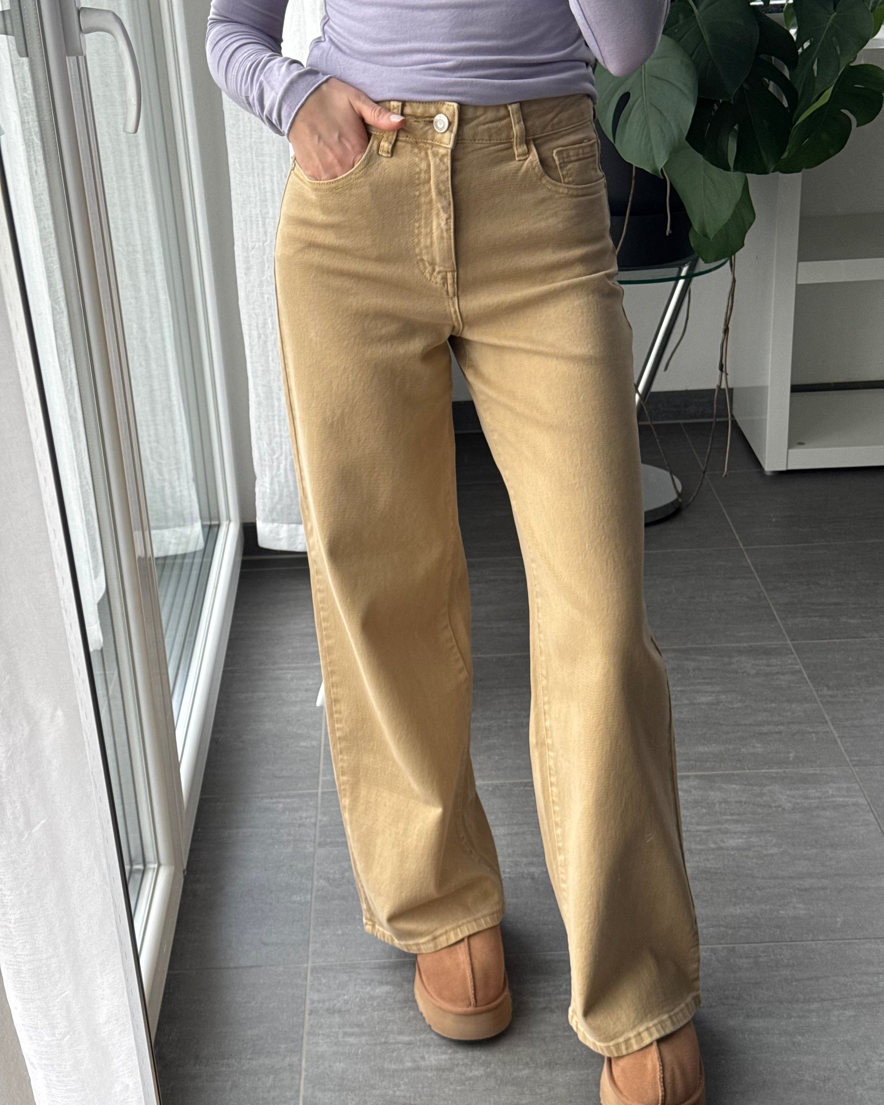 Wide leg stretch Jeans CAMEL