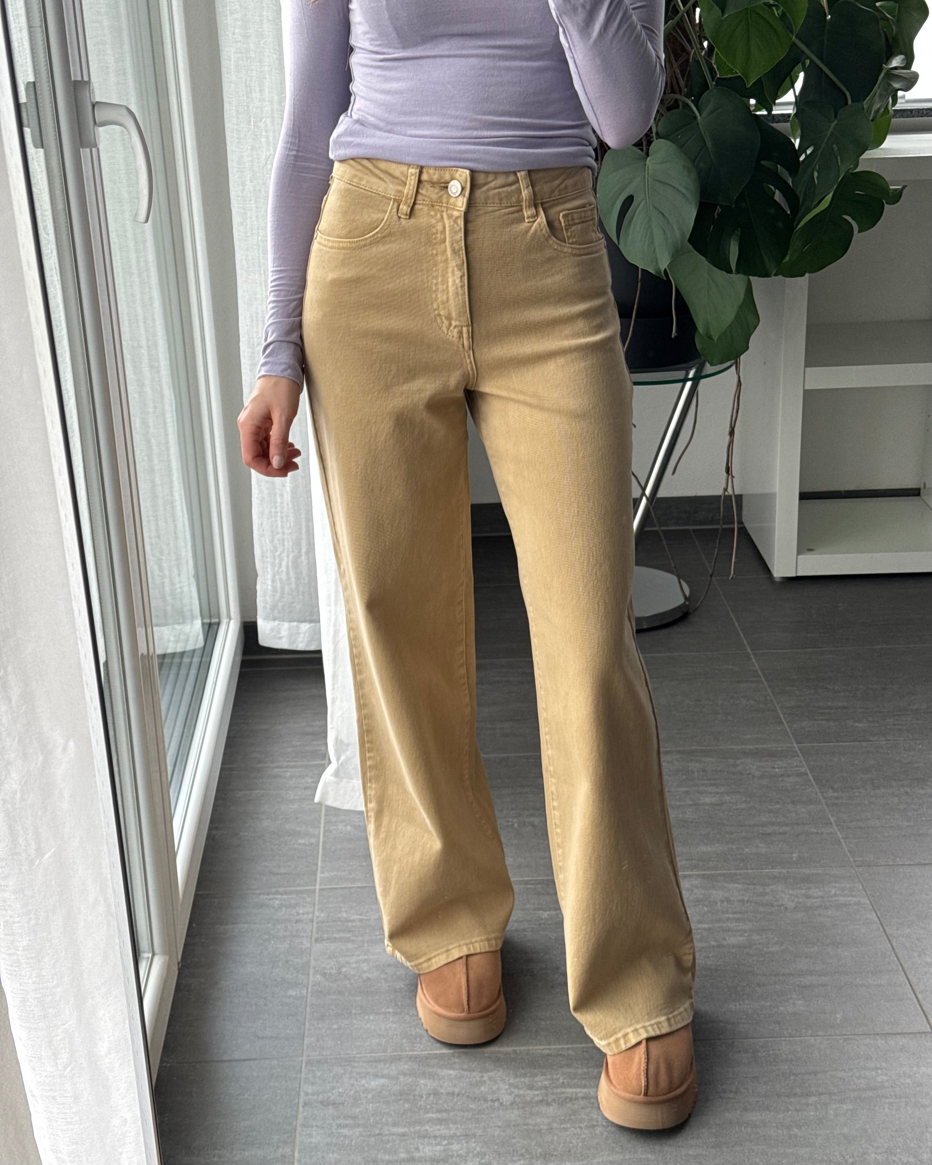 Wide leg stretch Jeans CAMEL