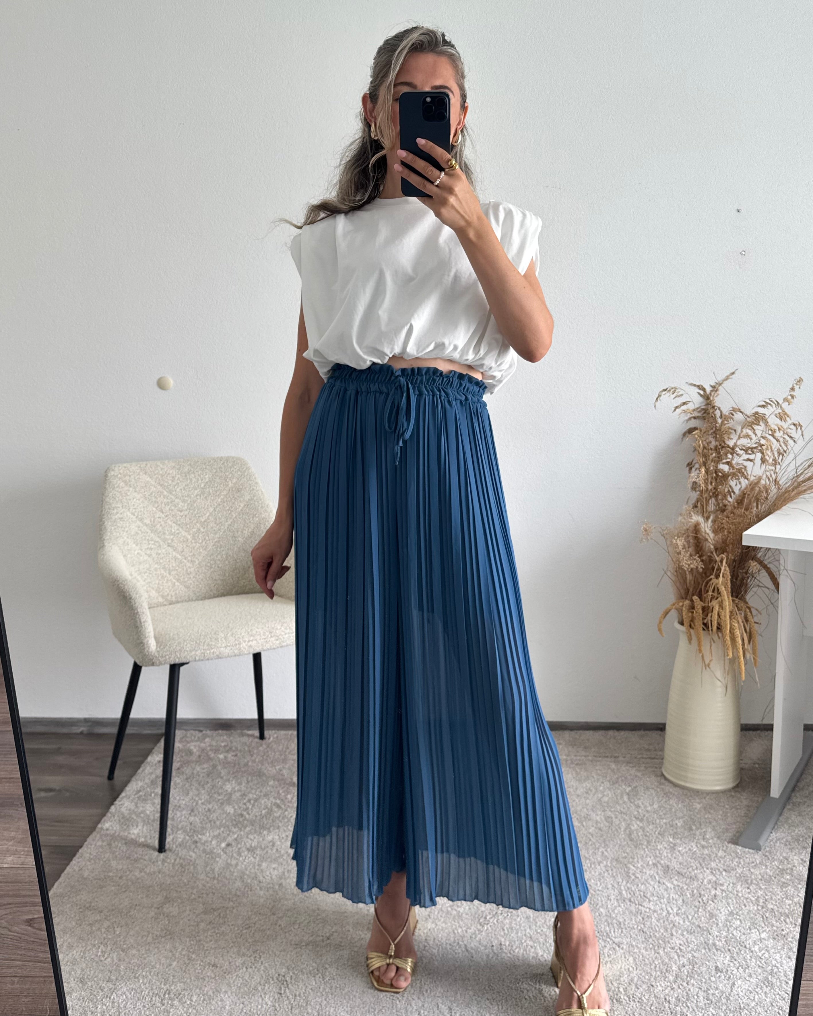 Plisseehose Blau
