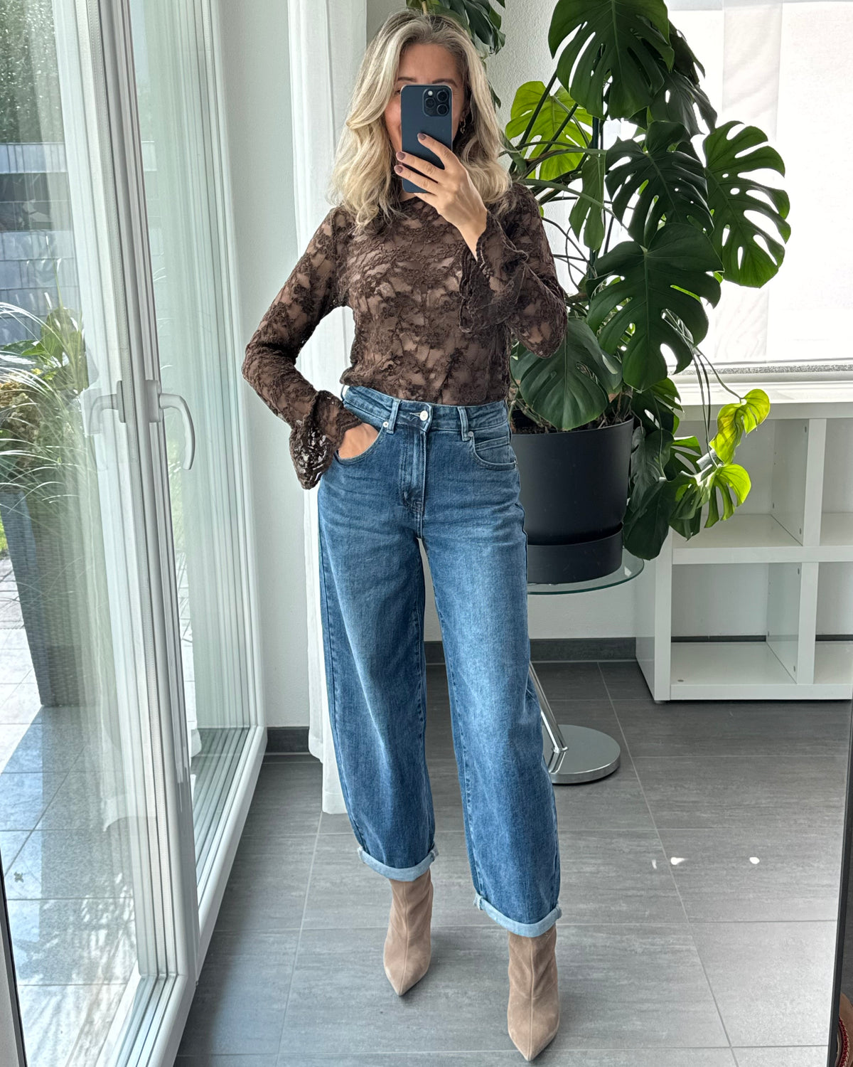 Stretch Ballon Jeans Blau