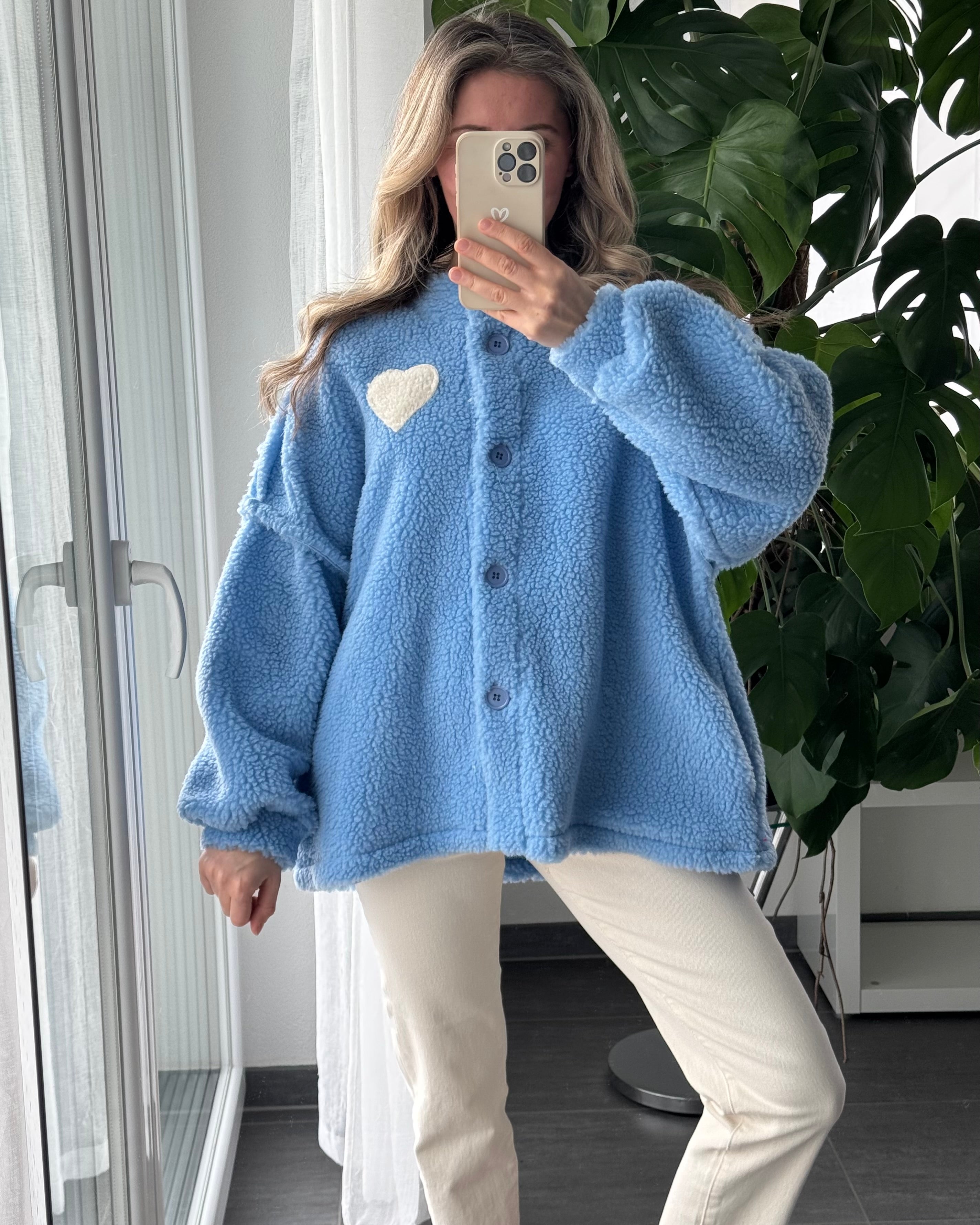 Teddyjacke Herz Blau