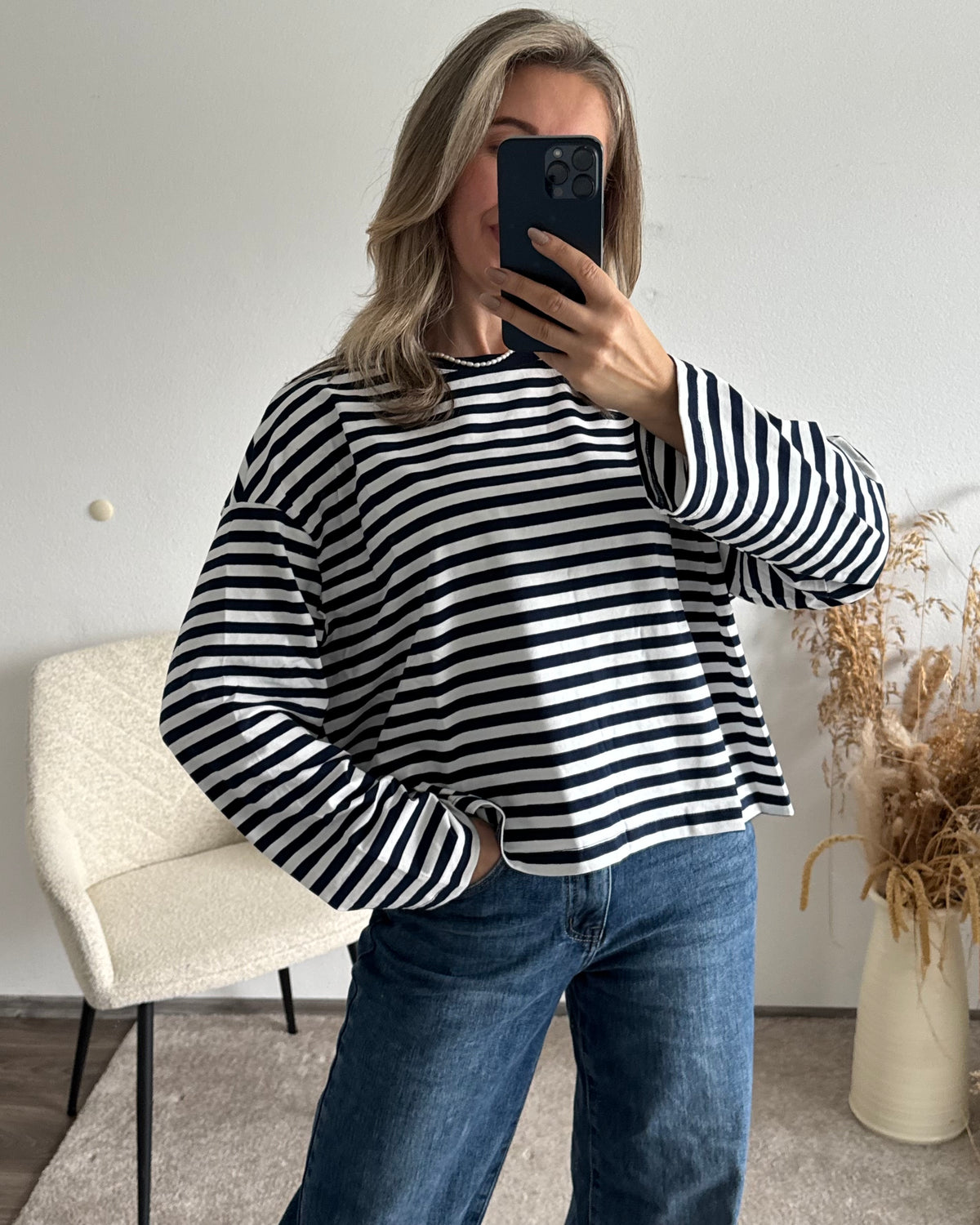 Oversize Stripe Shirt Blau
