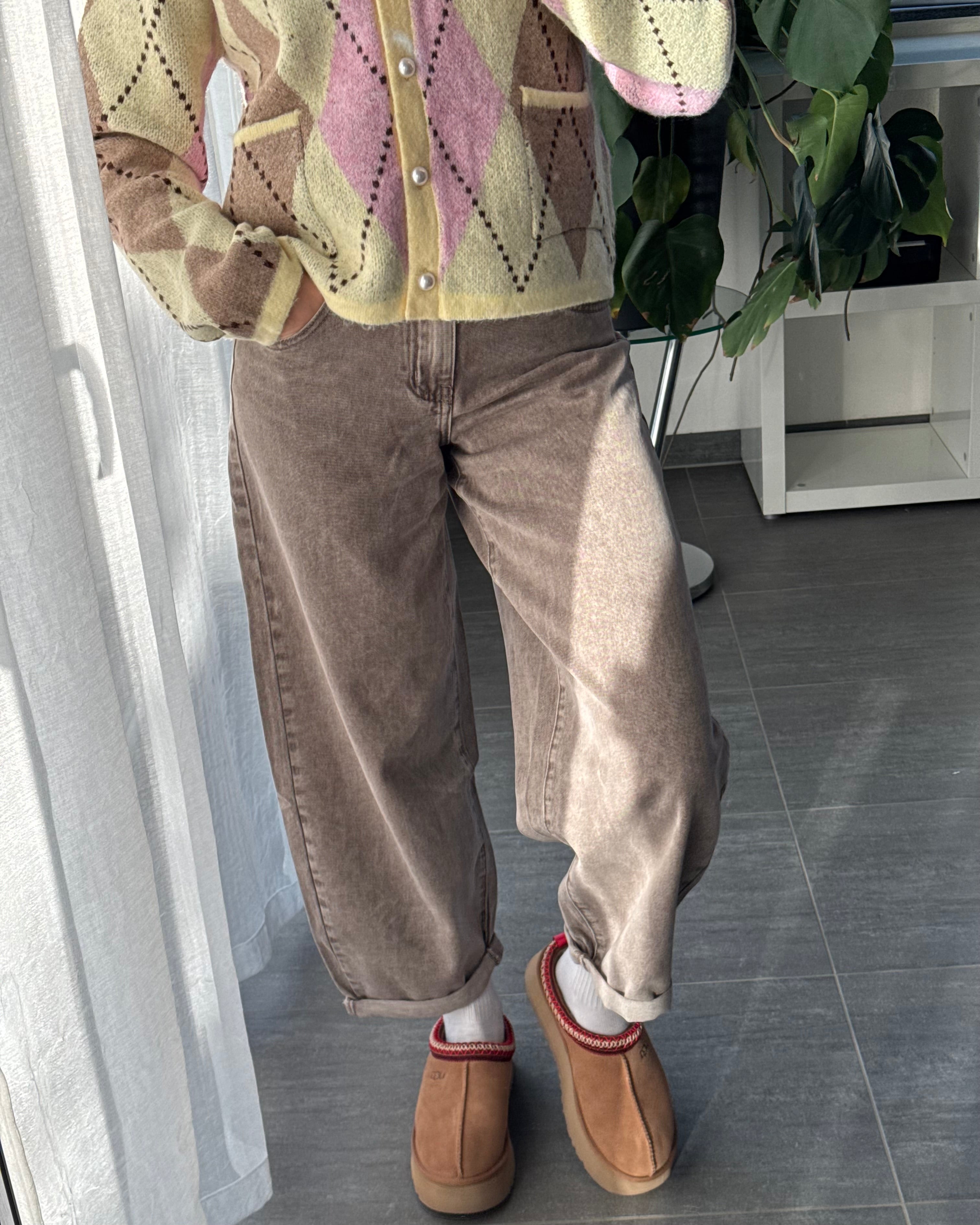 Stretch Balloon Jeans Taupe