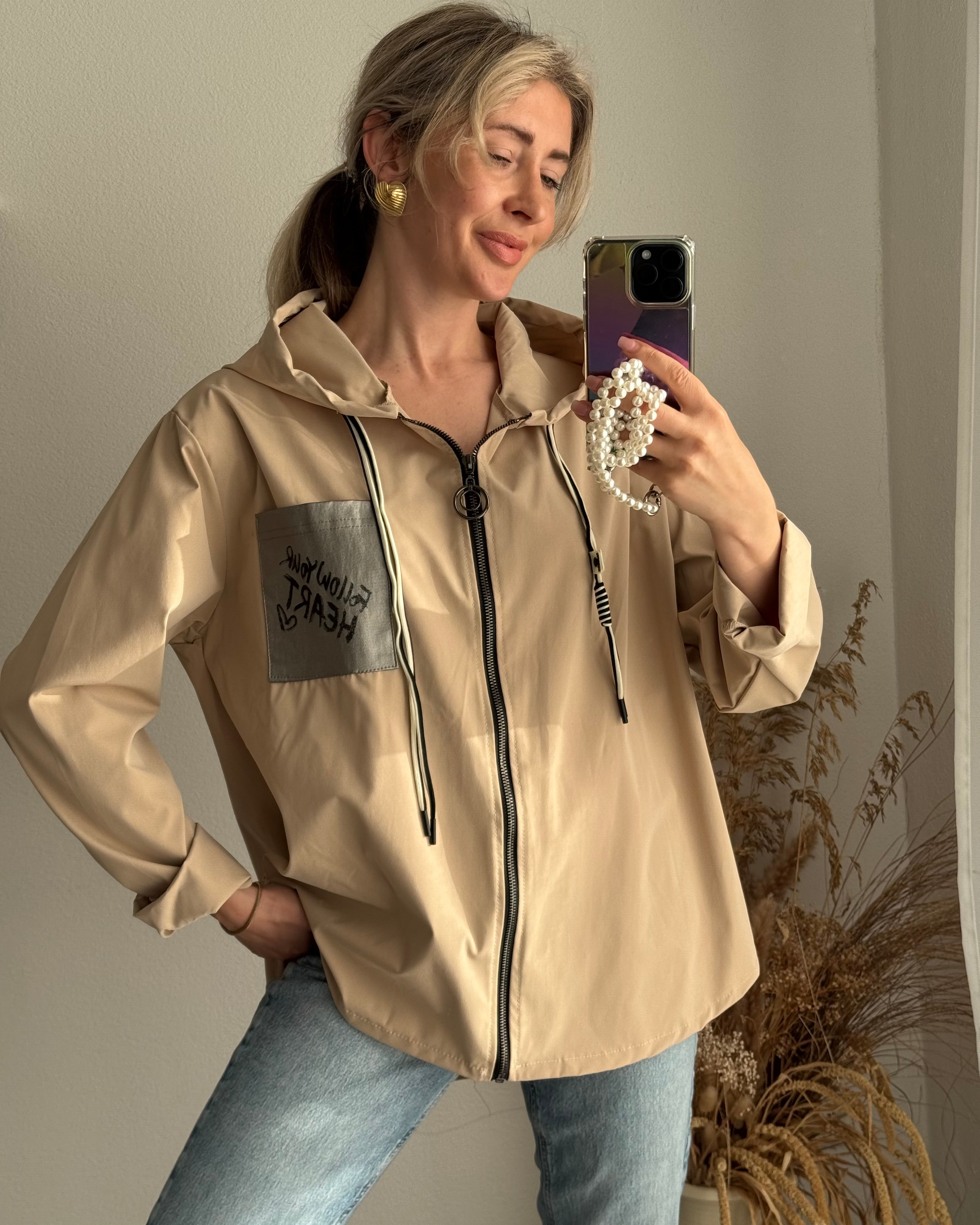 Sommerjacke FOLLOW YOUR HEART beige