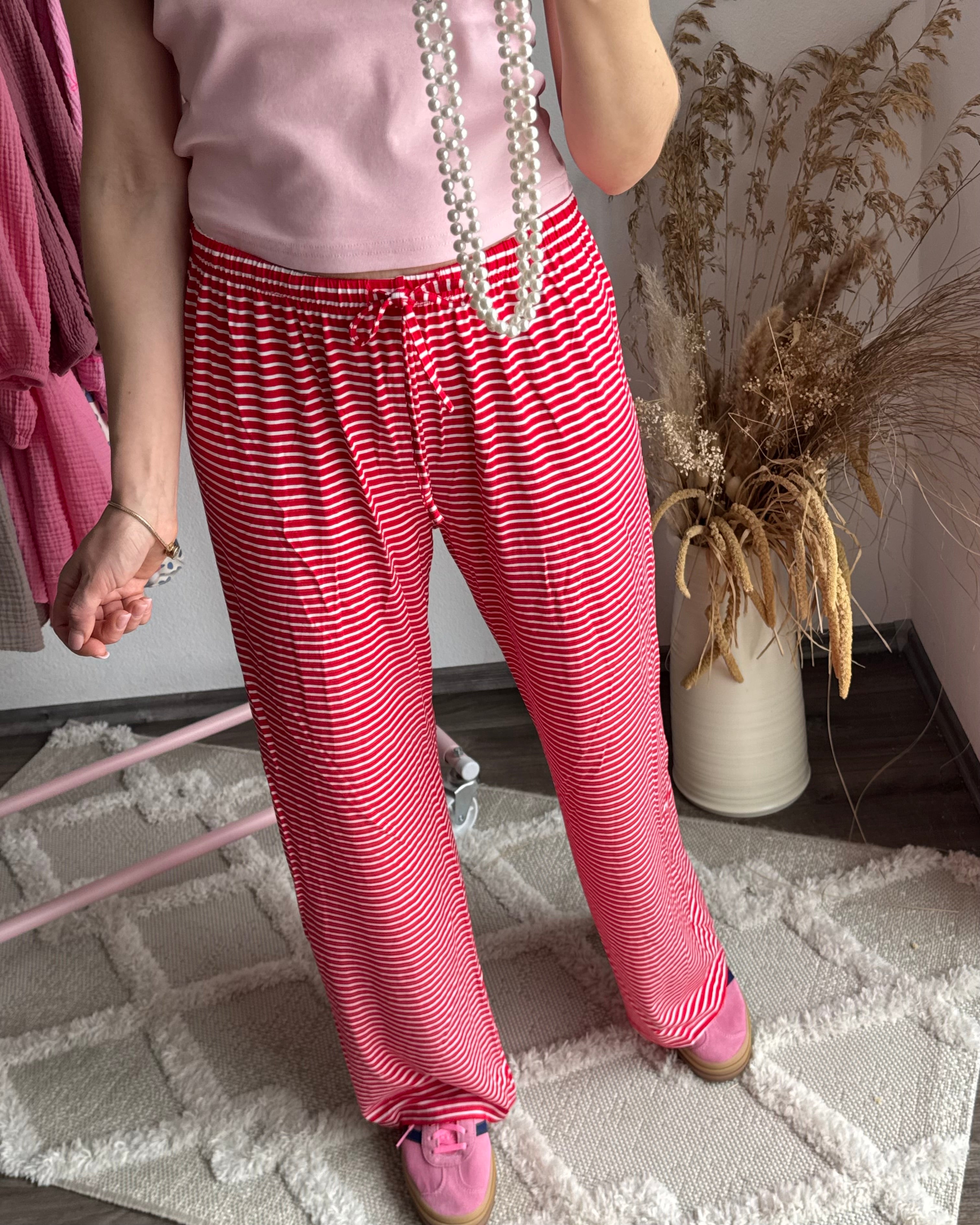 Lockere Hose Stripes rot