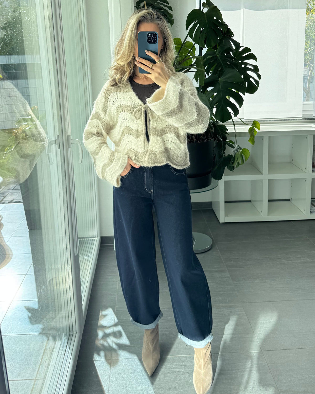 Cardigan mit Schleife WAVE beige