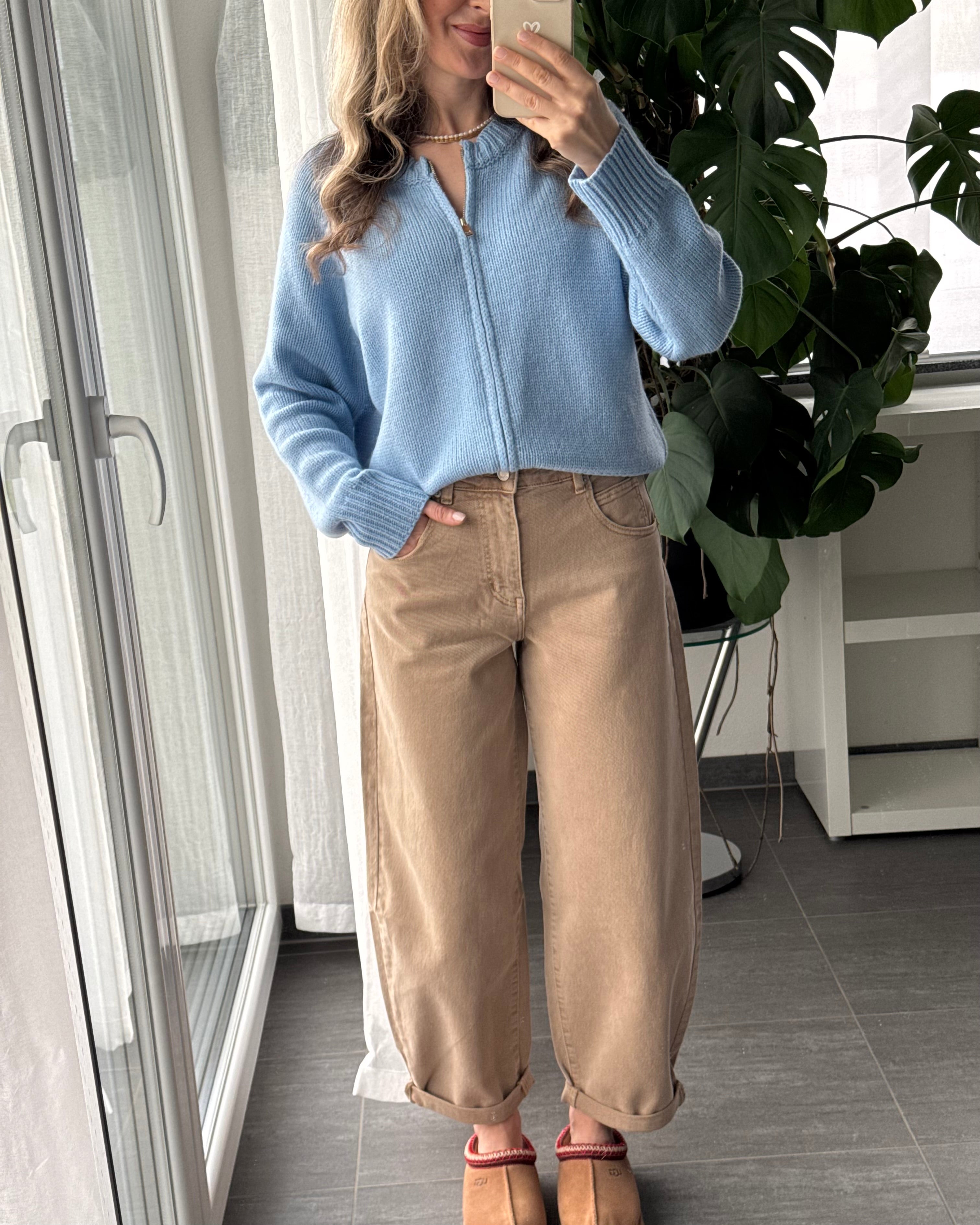 Zip Cardigan Blau