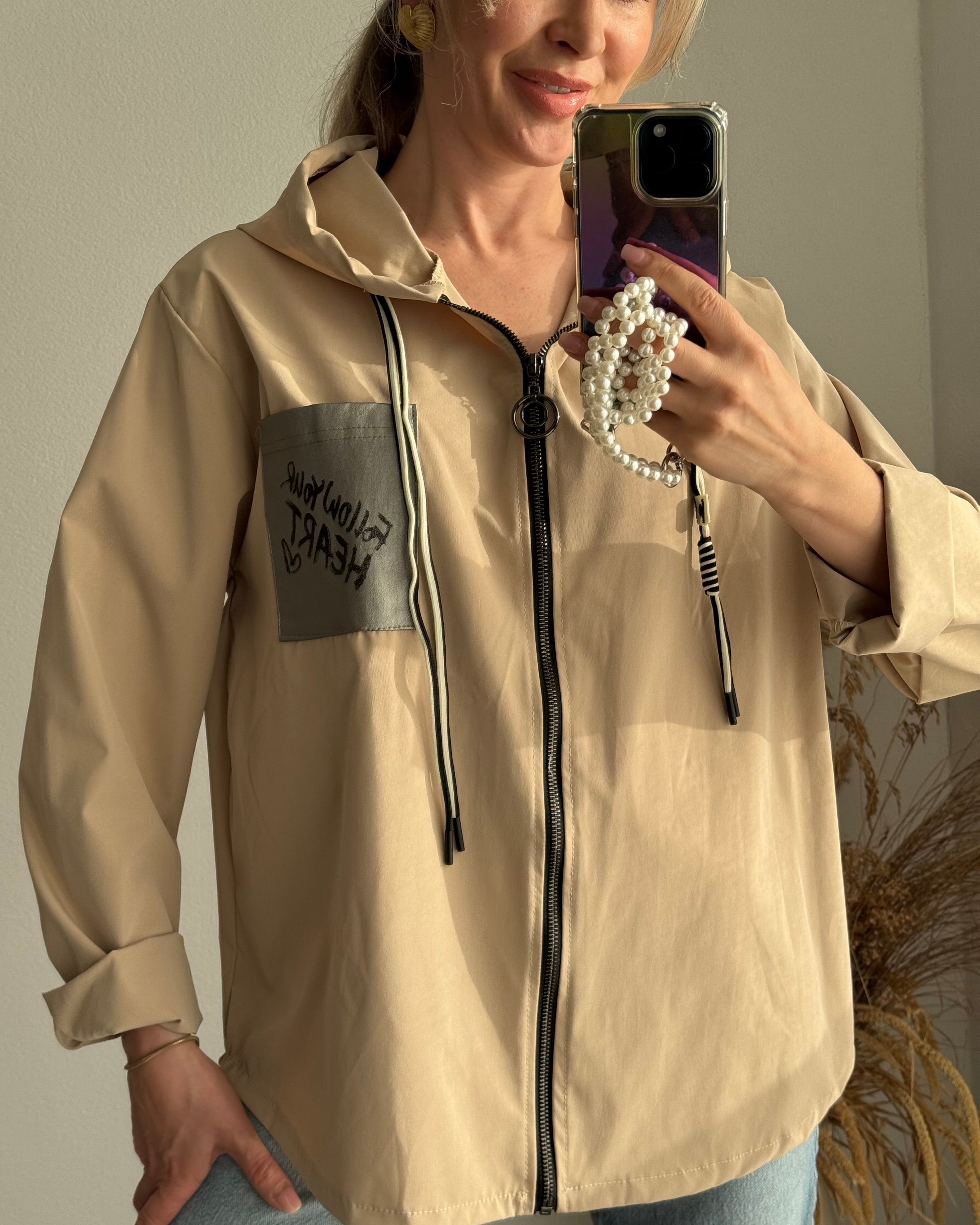 Sommerjacke FOLLOW YOUR HEART beige