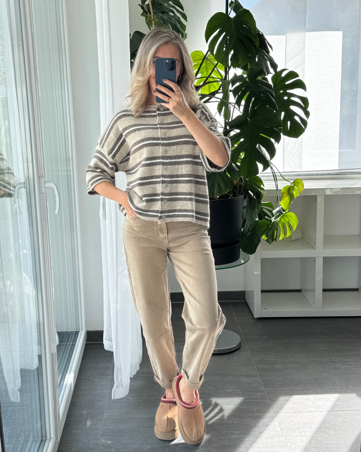 Cardigan Molly Stripes Taupe Beige