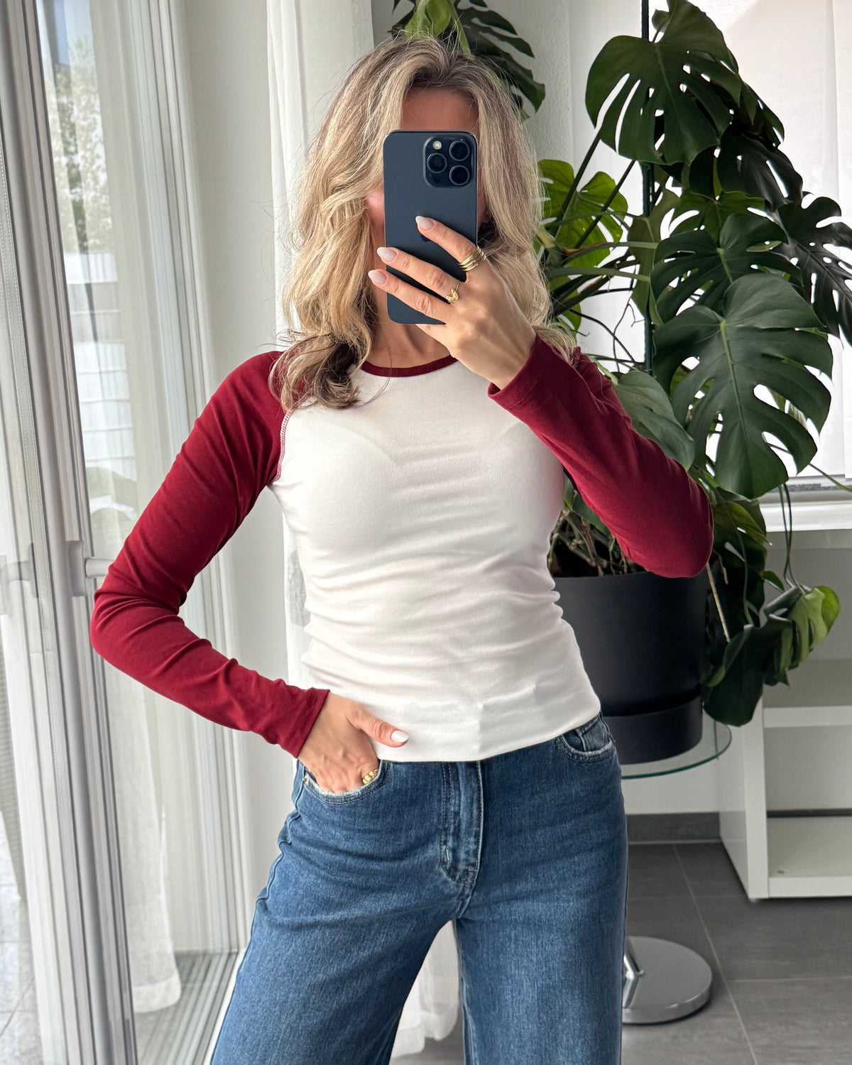 longsleeve Colorblock Bordeaux