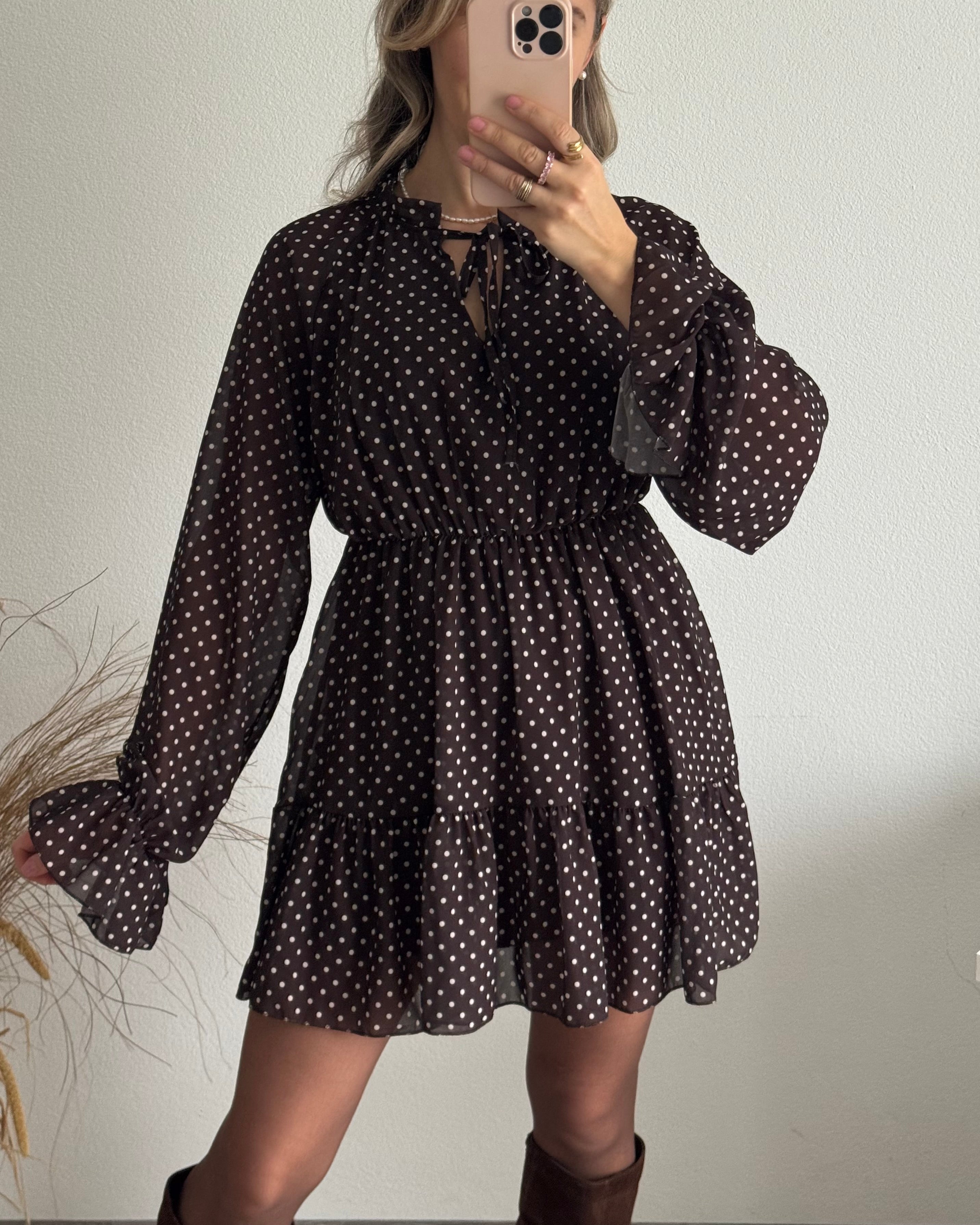 Kleid Polka Dot Braun