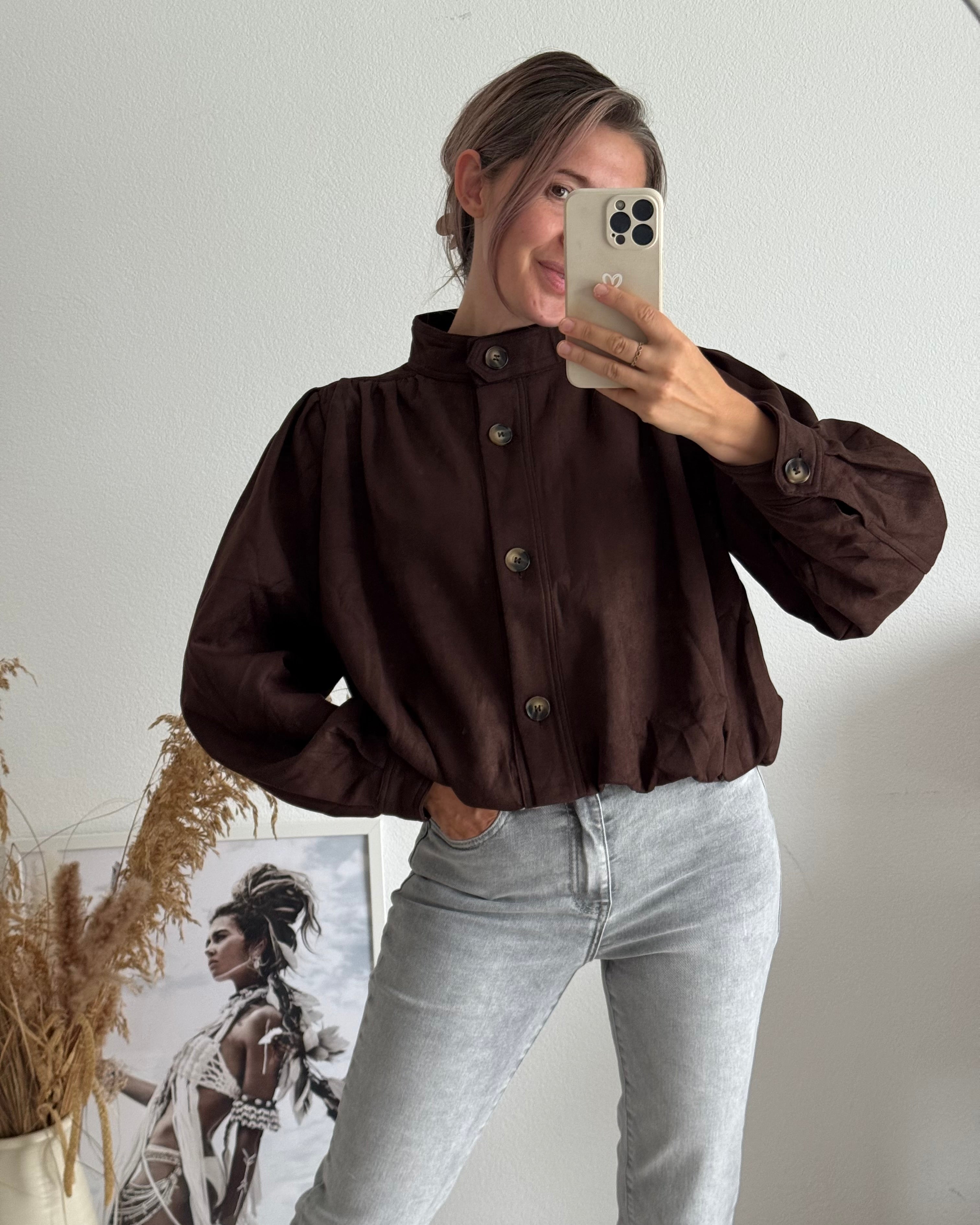 Wildleder Bomberjacke Schockobraun