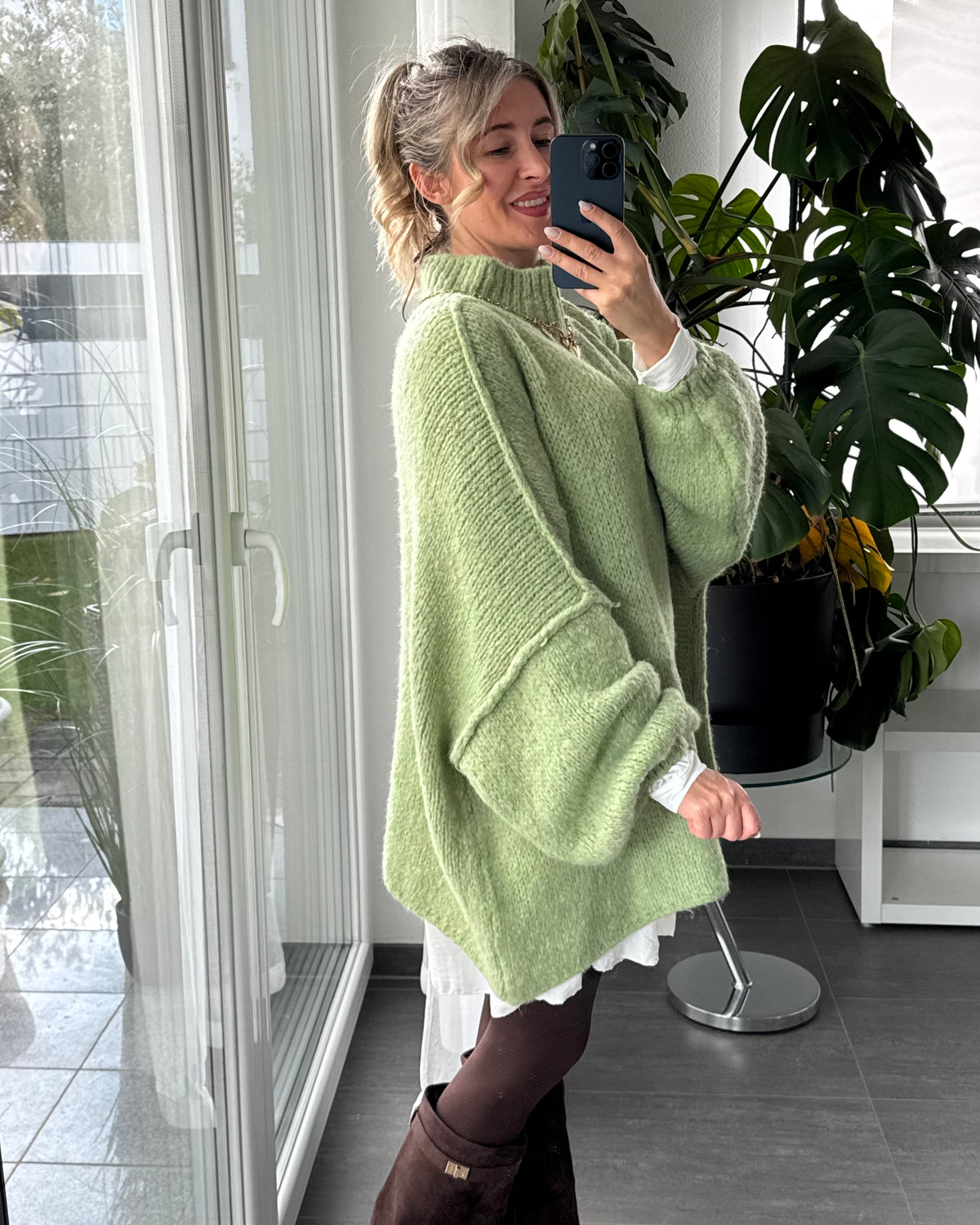 Flauschi Oversize Pulli Apfelgrün
