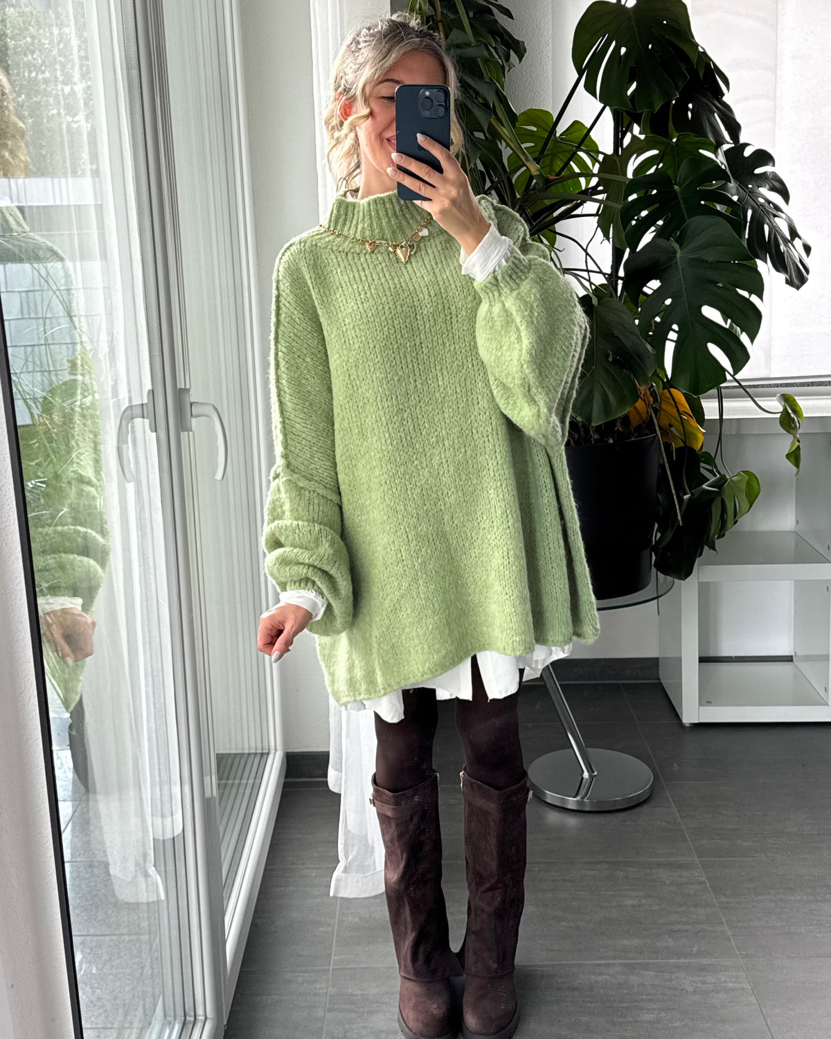 Flauschi Oversize Pulli Apfelgrün