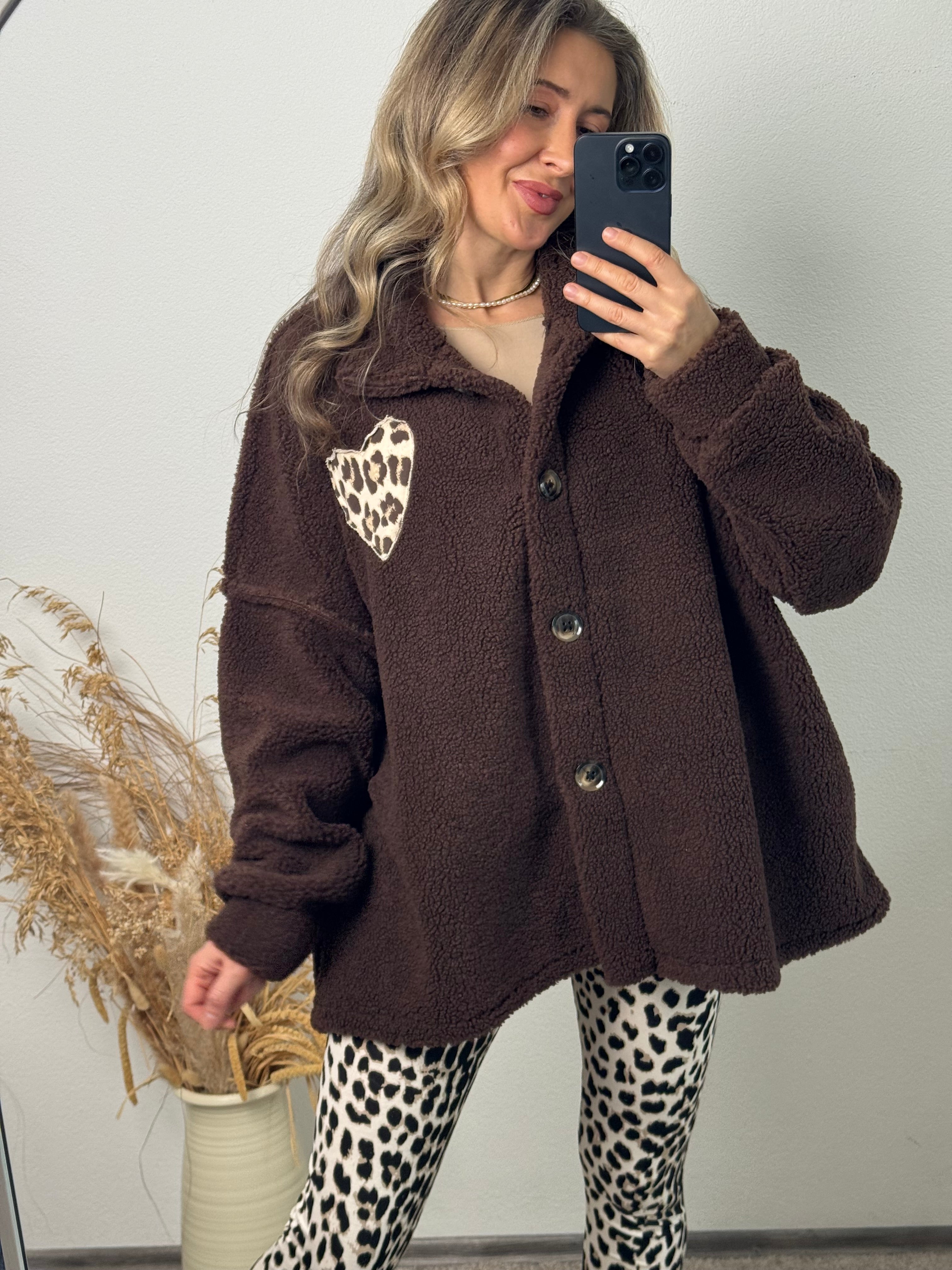 Teddyjacke Leo Herz Braun